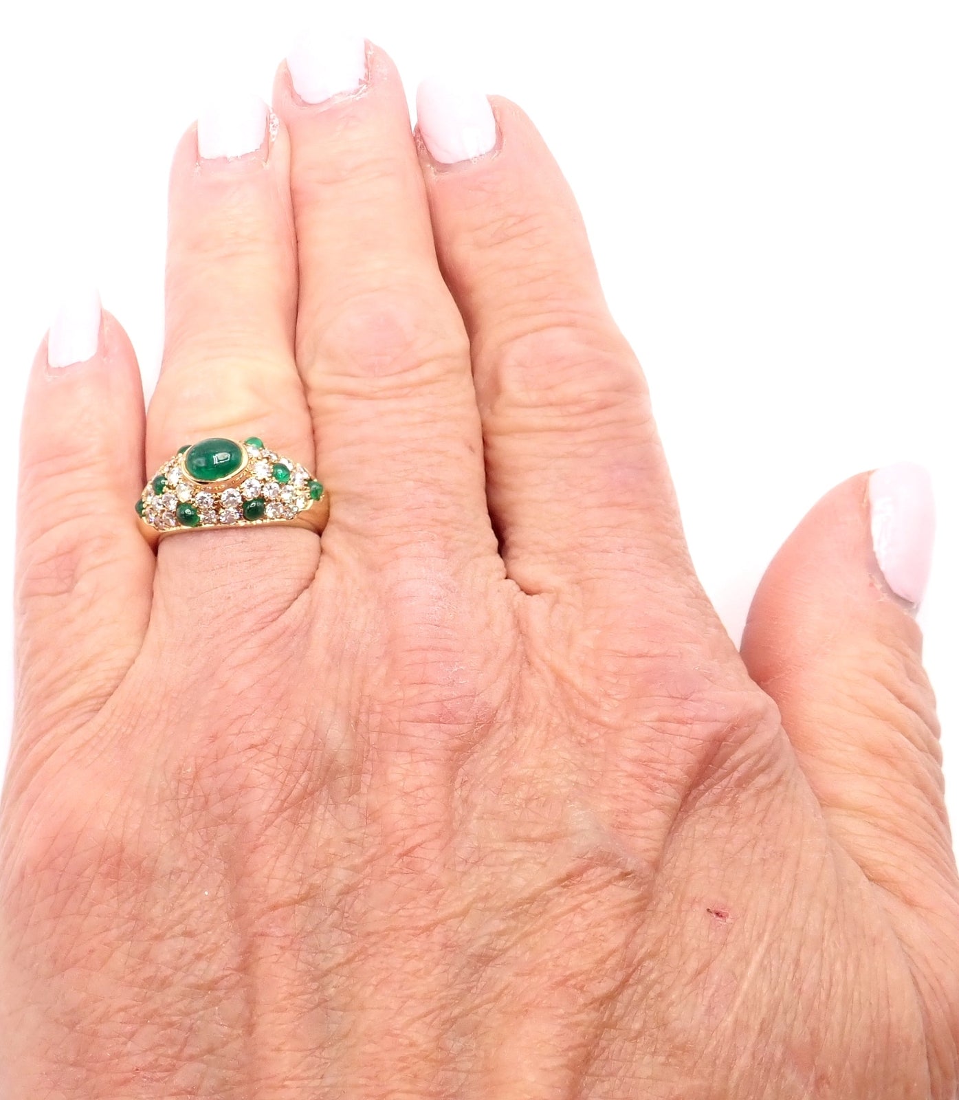 Authentic! Vintage Cartier Panthere 18k Yellow Gold Diamond Emerald Ring | Fortrove