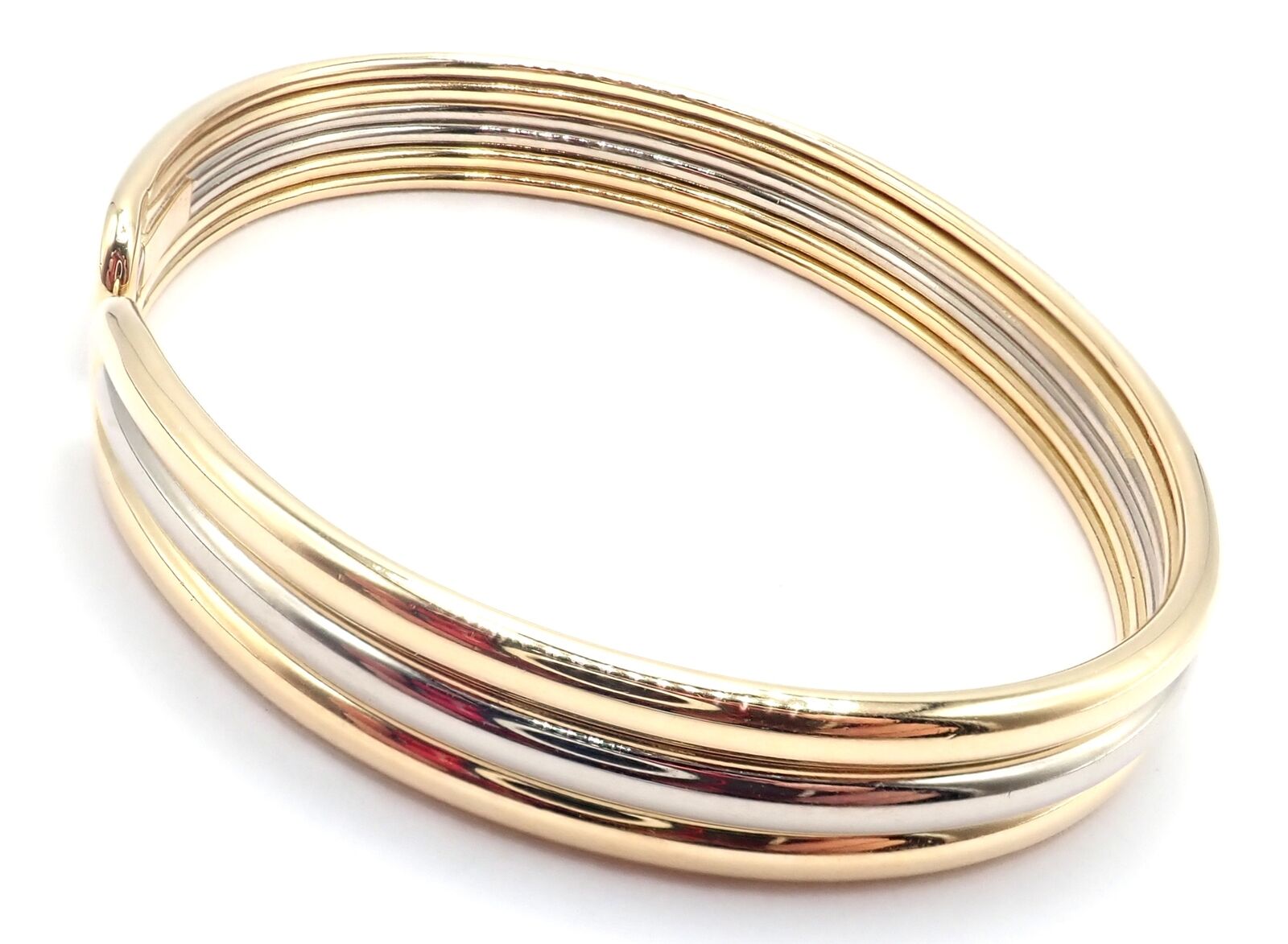 Authentic! Van Cleef & Arpels 18k Yellow & White Gold Bangle Cuff Bracelet Paper | Fortrove