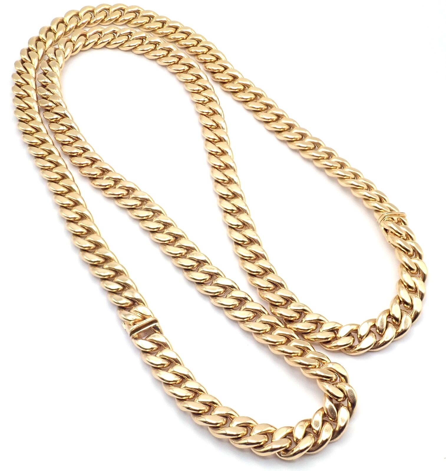 Rare! Authentic Bvlgari Bulgari 18k Yellow Gold Set Two Curb Link Long Necklace | Fortrove