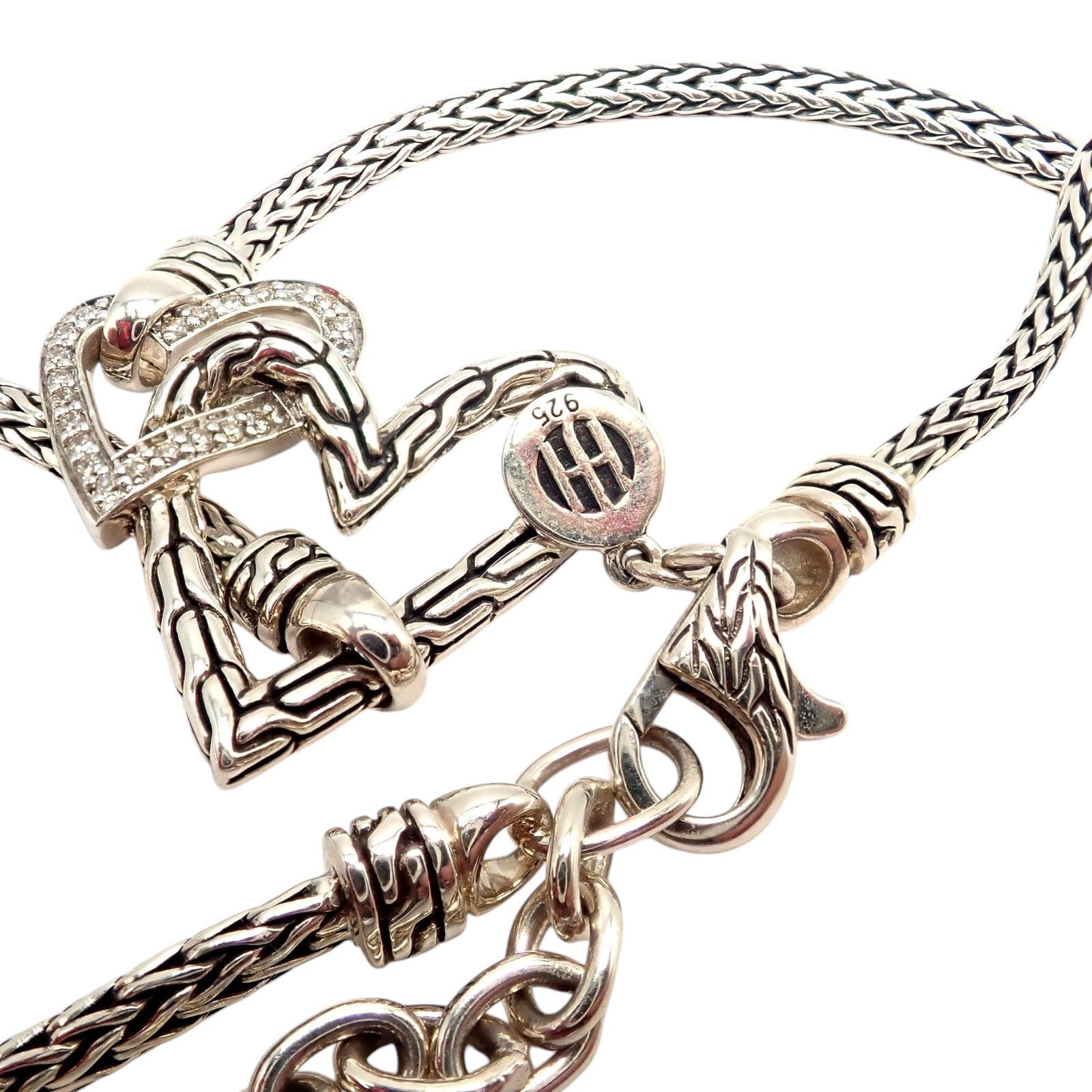 John Hardy Jewelry & Watches:Fine Jewelry:Necklaces & Pendants Authentic! John Hardy JH Silver Diamond Double Heart Manah Necklace