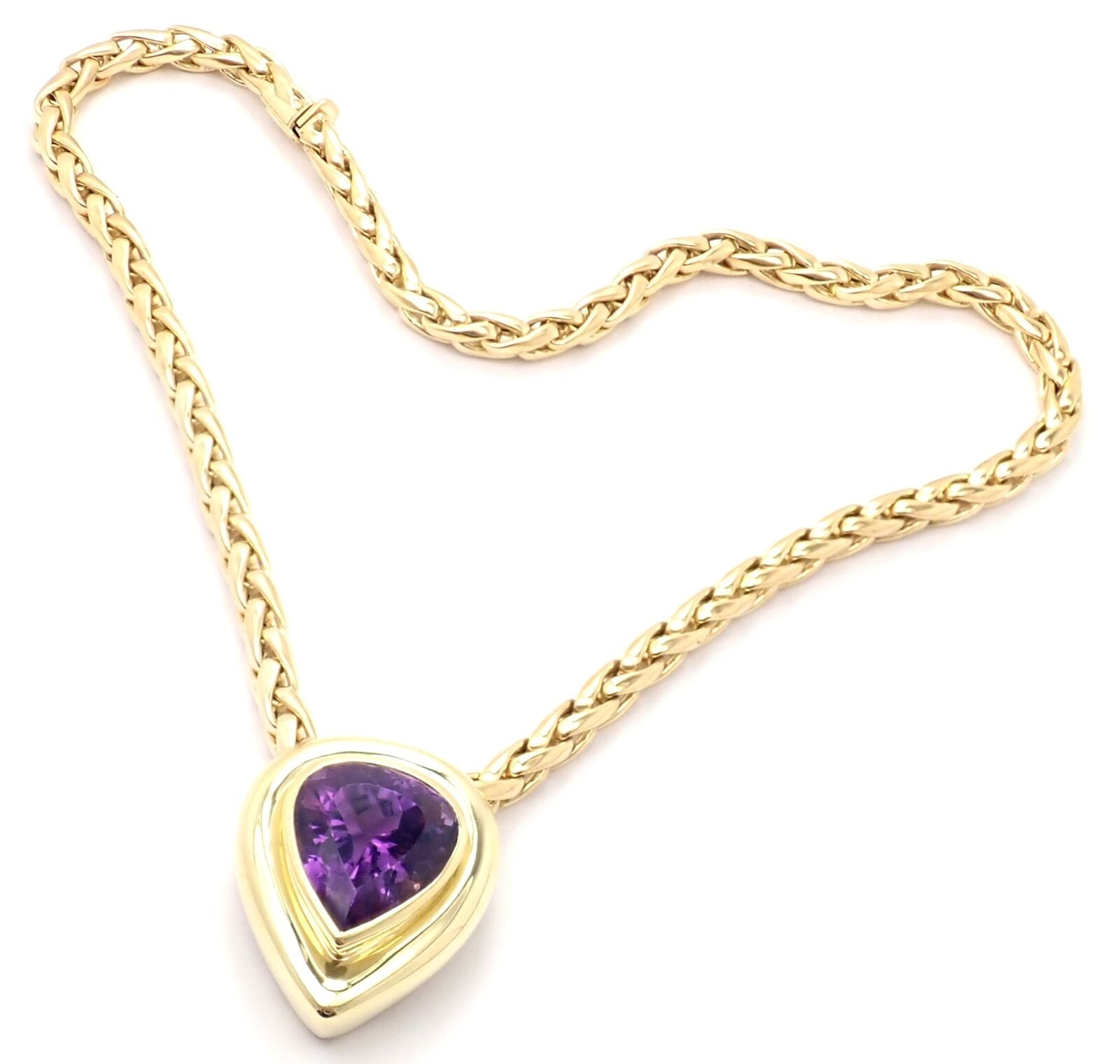 Authentic! Tiffany & Co Paloma Picasso 18k Gold Large Amethyst Pendant Necklace | Fortrove