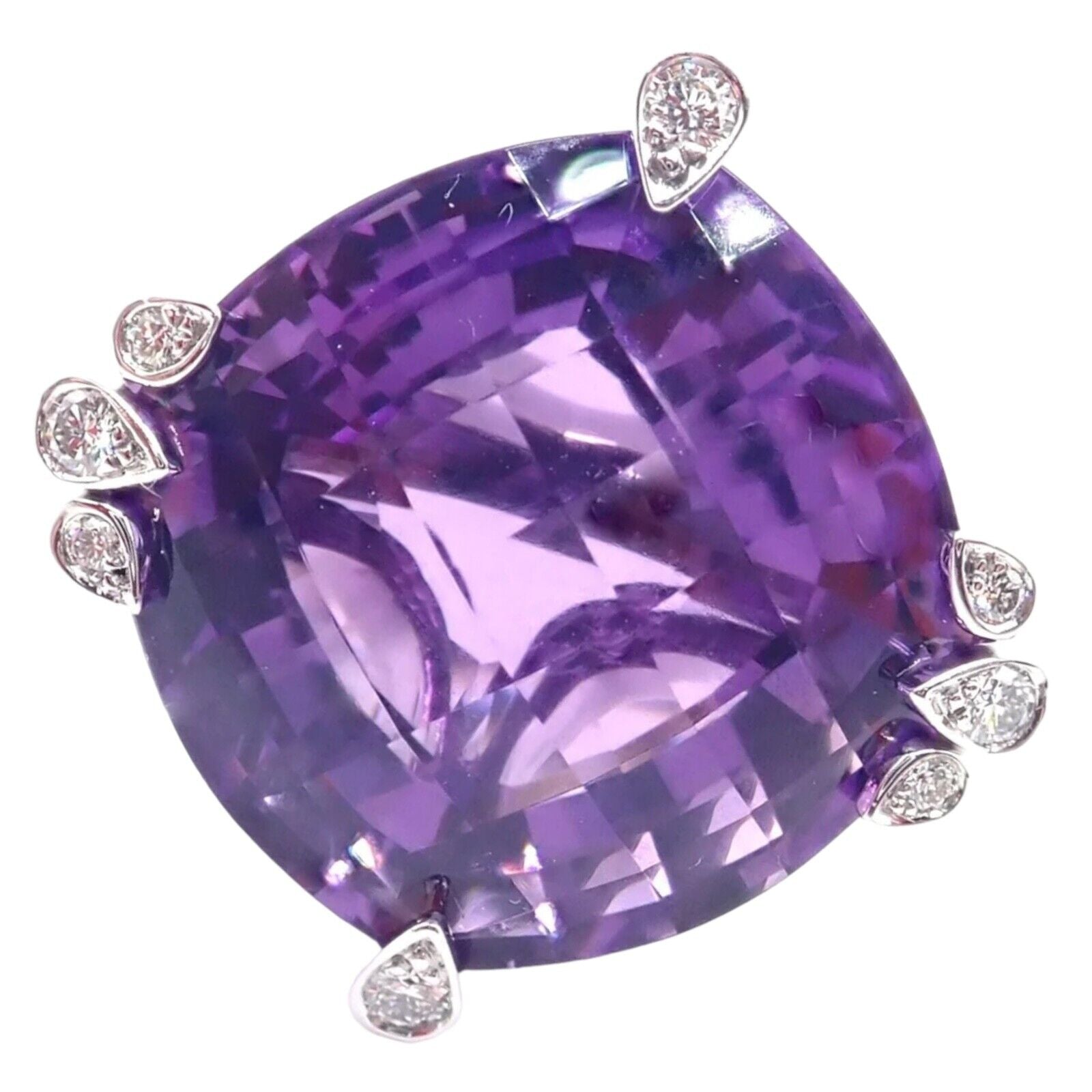 Authentic! Cartier Inde Mysterieuse 18k White Gold Diamond Amethyst Large Ring | Fortrove