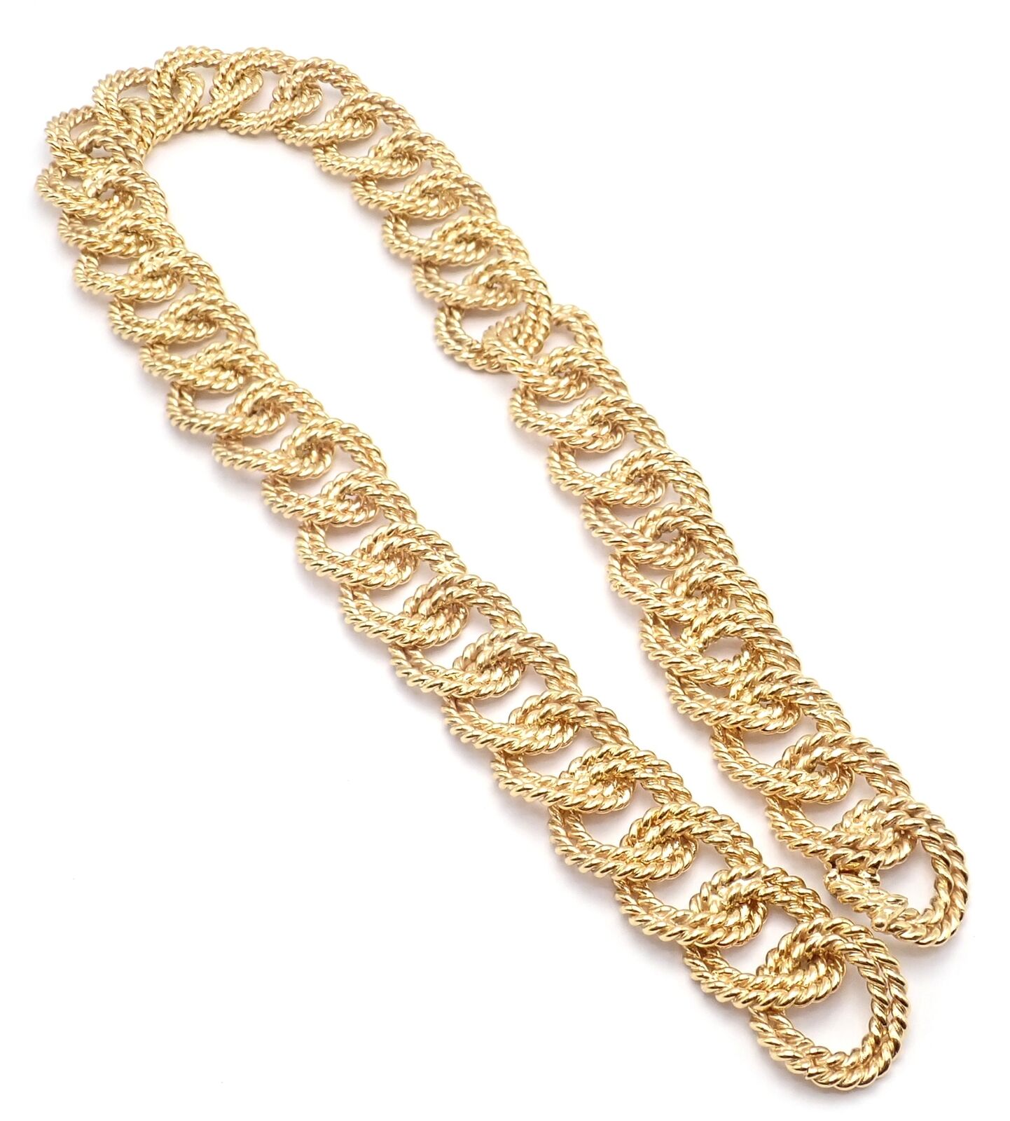 Rare! Authentic Verdura 18k Yellow Gold Rope Link Choker Necklace | Fortrove