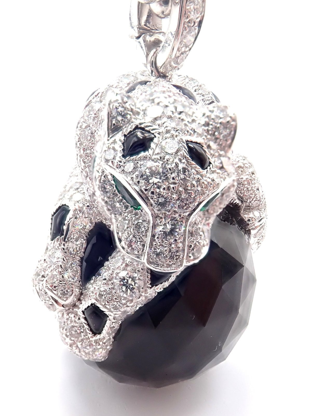 Panthere de Cartier Panther 18k Gold Diamond Emerald Onyx Pendant Necklace Paper | Fortrove