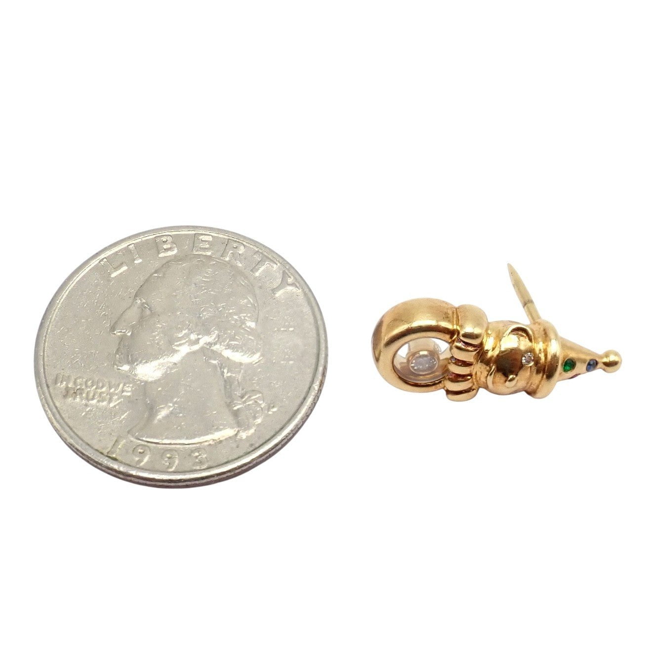 Authentic! Chopard 18k Yellow Gold Clown Happy Diamond Ruby Sapphire Pin Brooch | Fortrove