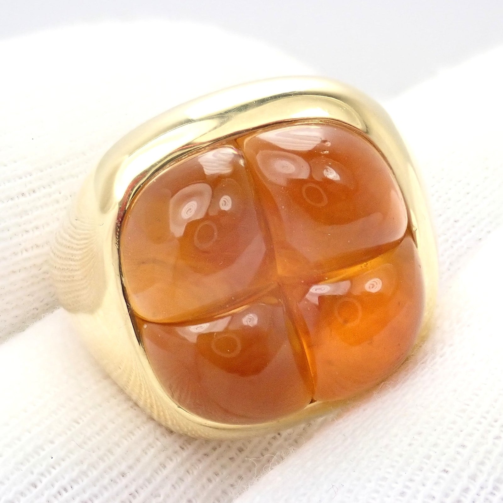 Rare! Authentic Pomellato 18k Yellow Gold Large 4 Citrine Ring Sz 6.5 | Fortrove
