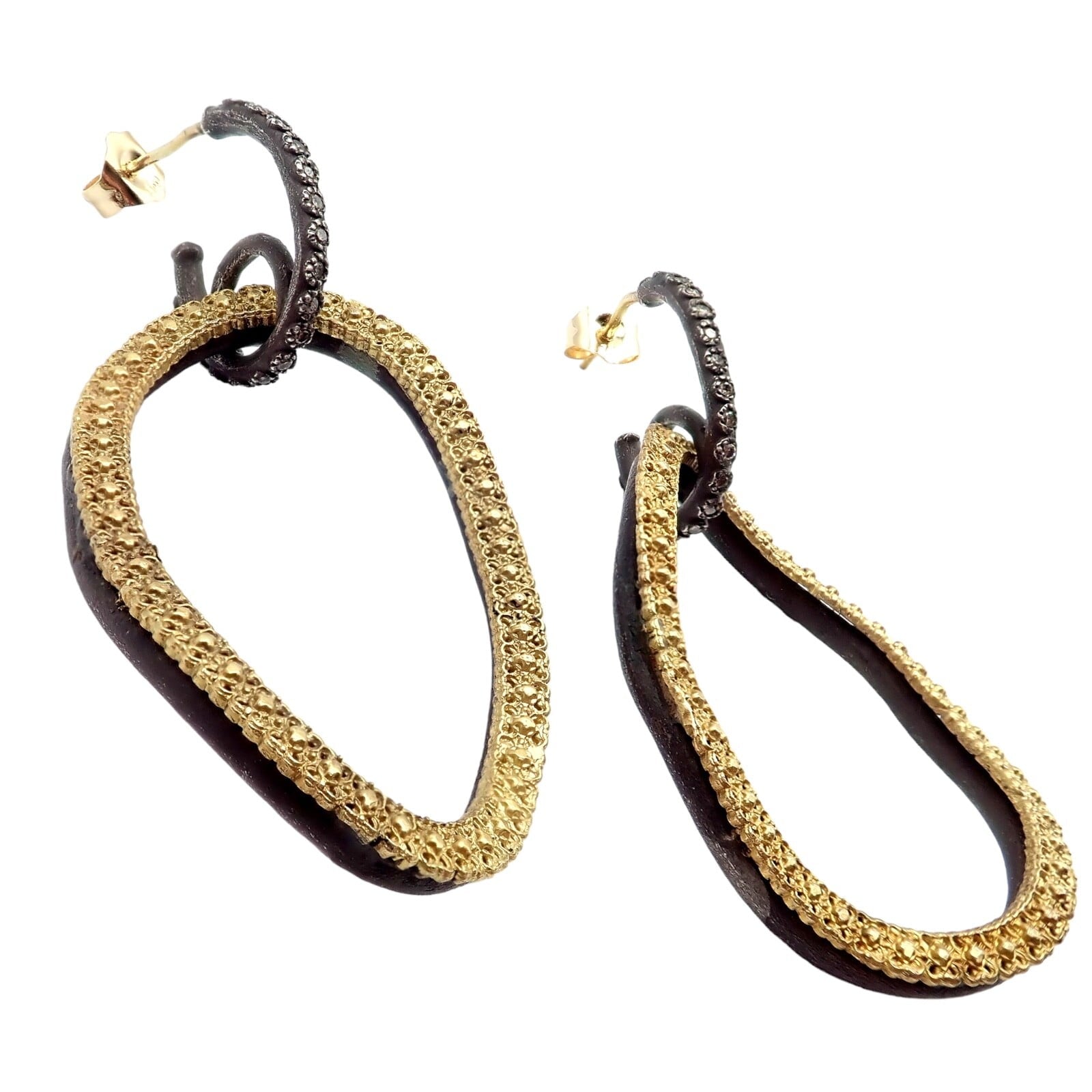 Armenta Jewelry & Watches:Fine Jewelry:Earrings Armenta 18k Yellow Gold & Blackened Sterling Silver Diamond Statement Earrings