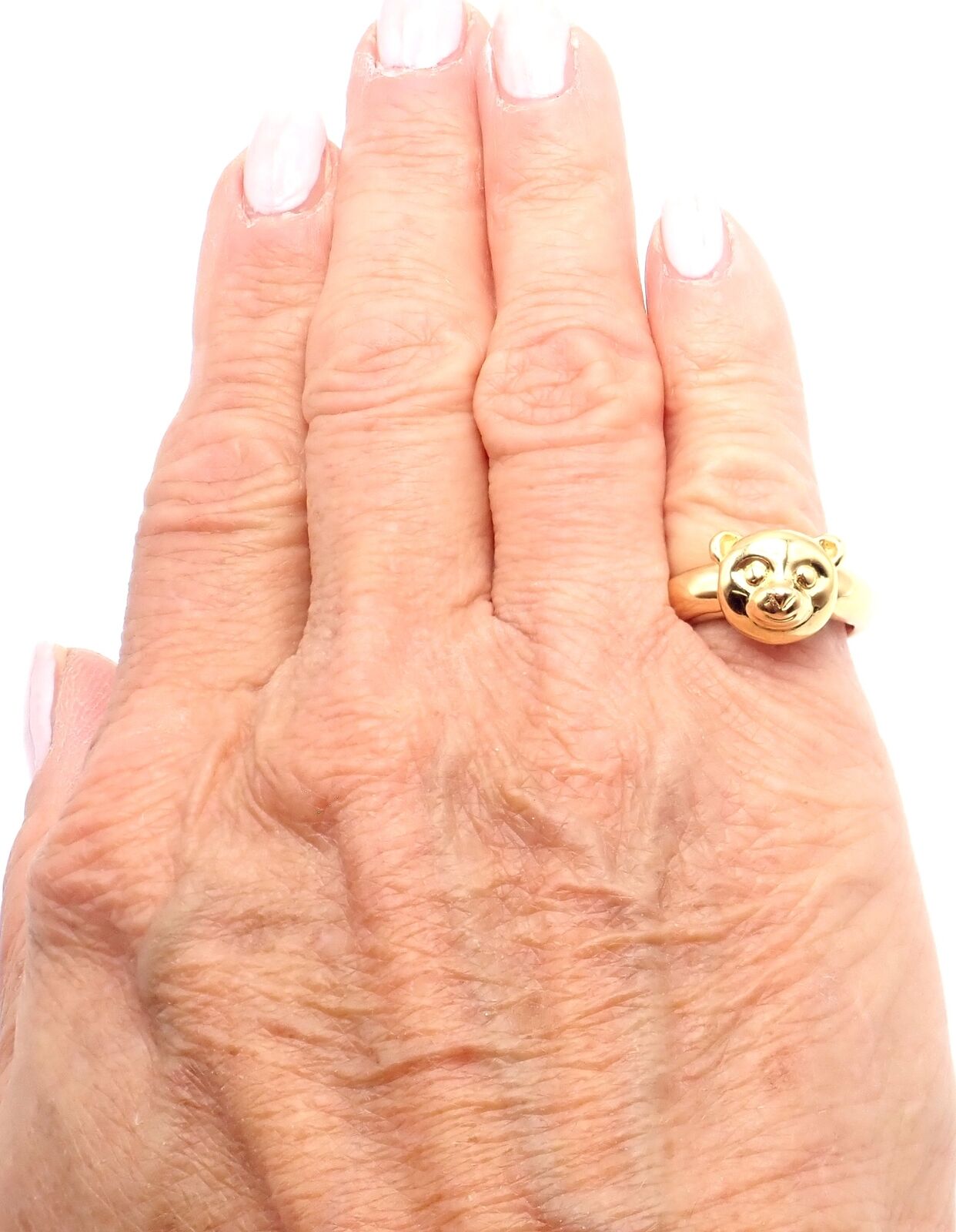 Authentic! Van Cleef & Arpels 18k Yellow Gold Teddy Bear Band Ring Pendant | Fortrove