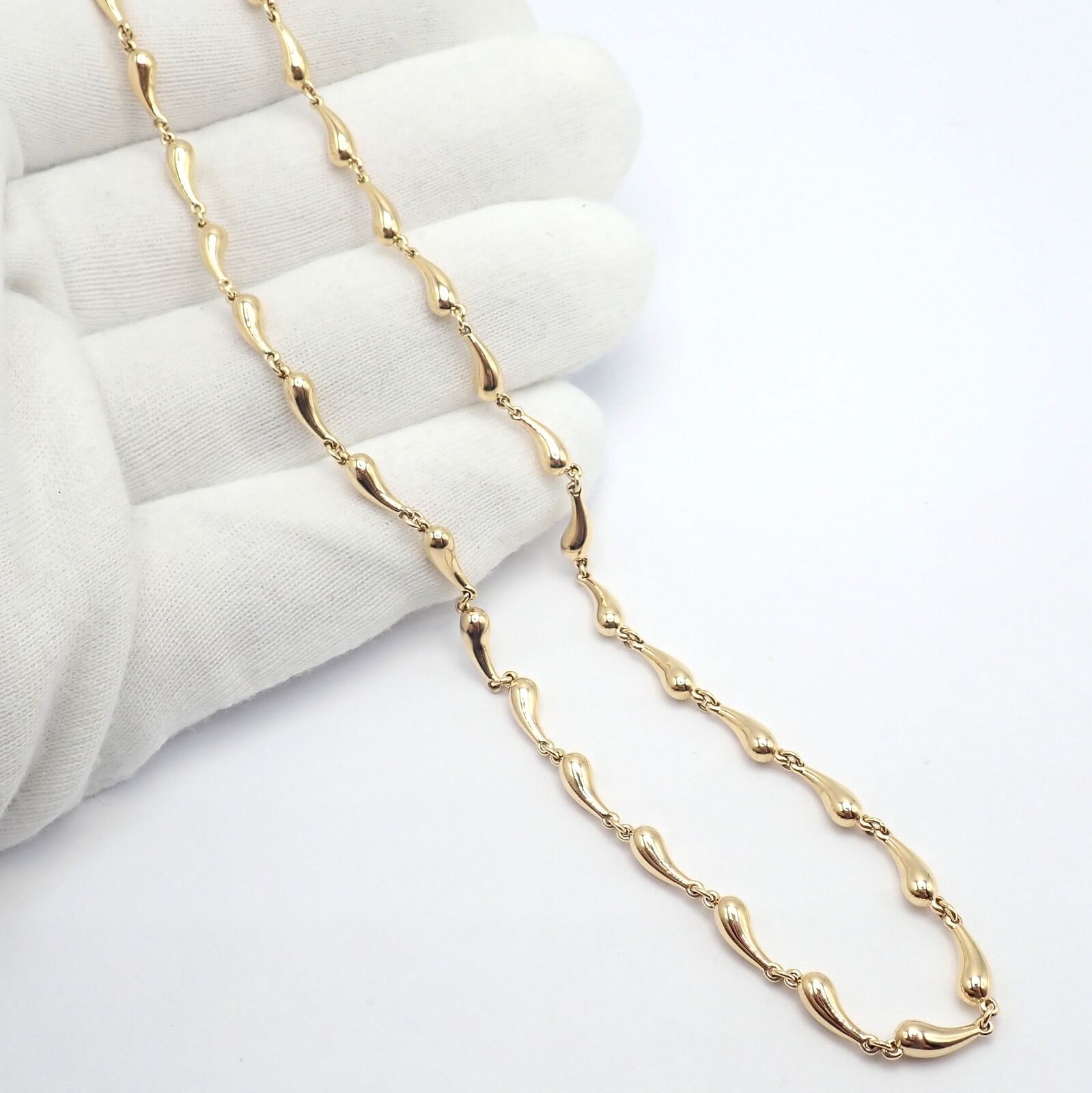 Authentic! Tiffany & Co Peretti 18k Yellow Gold Vintage Teardrop Necklace 15.75" | Fortrove