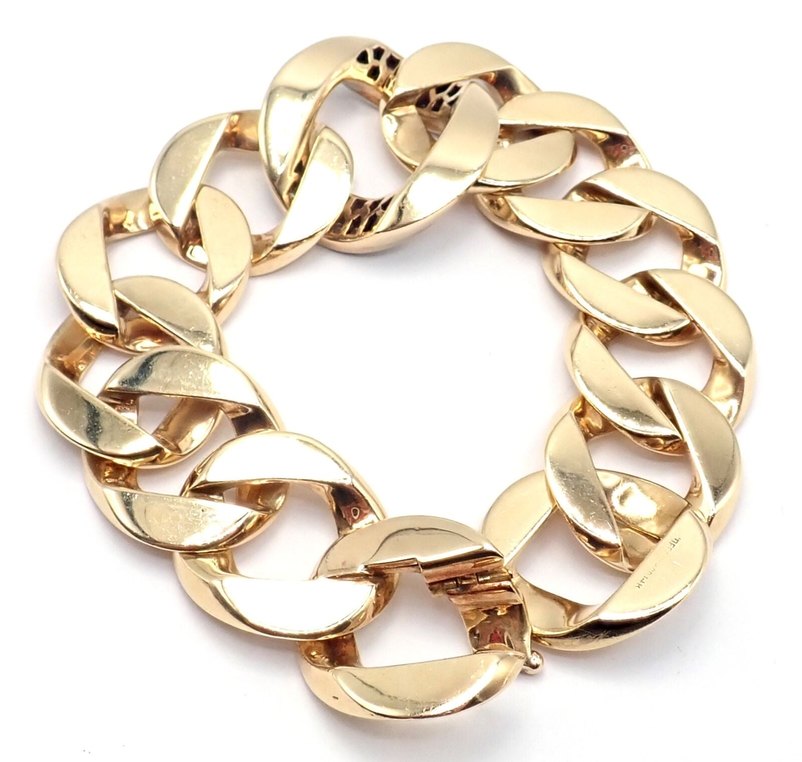 Rare Vintage Tiffany & Co 14k Yellow Gold Diamond Large Heavy Curb Link Bracelet | Fortrove