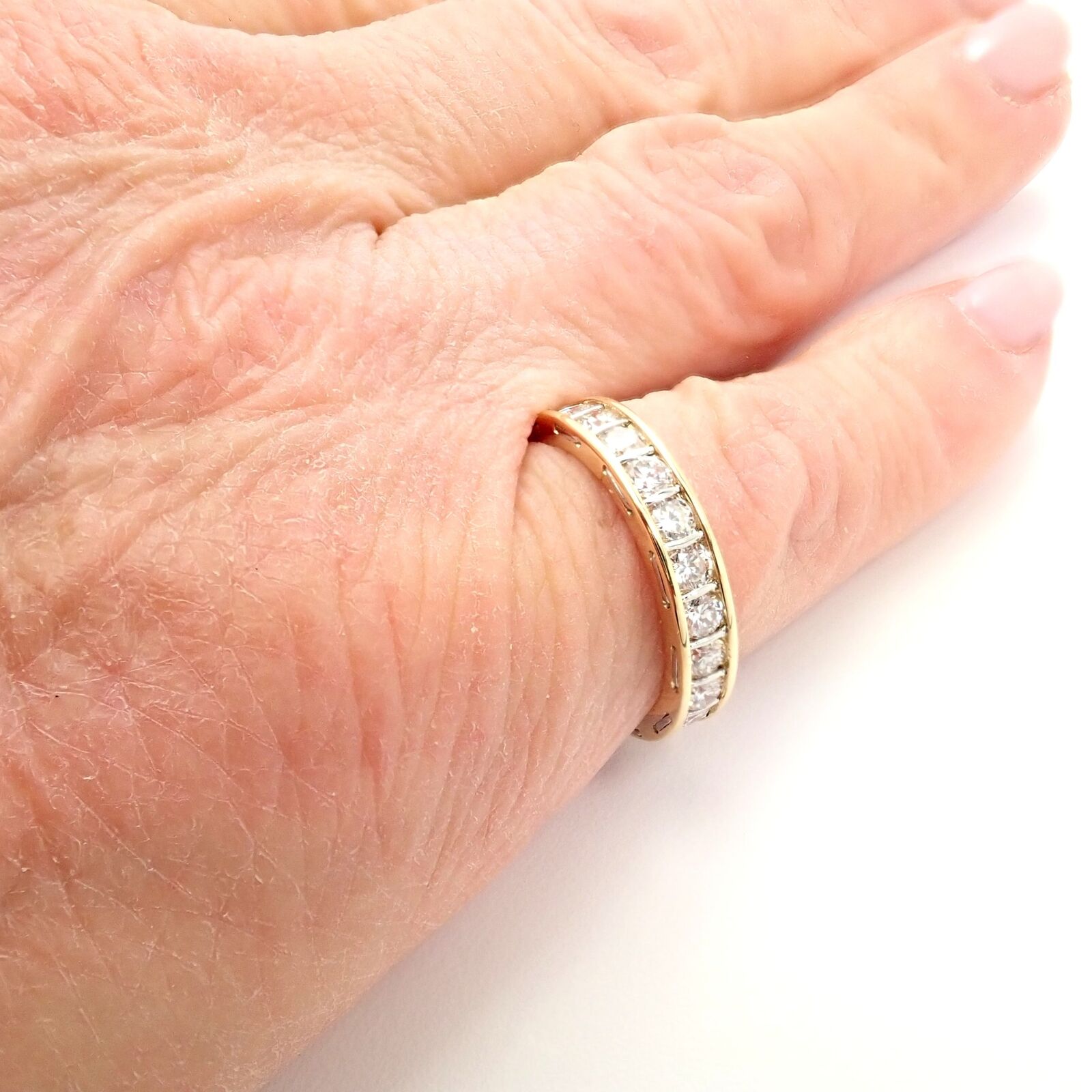 Authentic Vintage Cartier Stitches 18k Gold Diamond Eternity Band Ring Size 5 | Fortrove