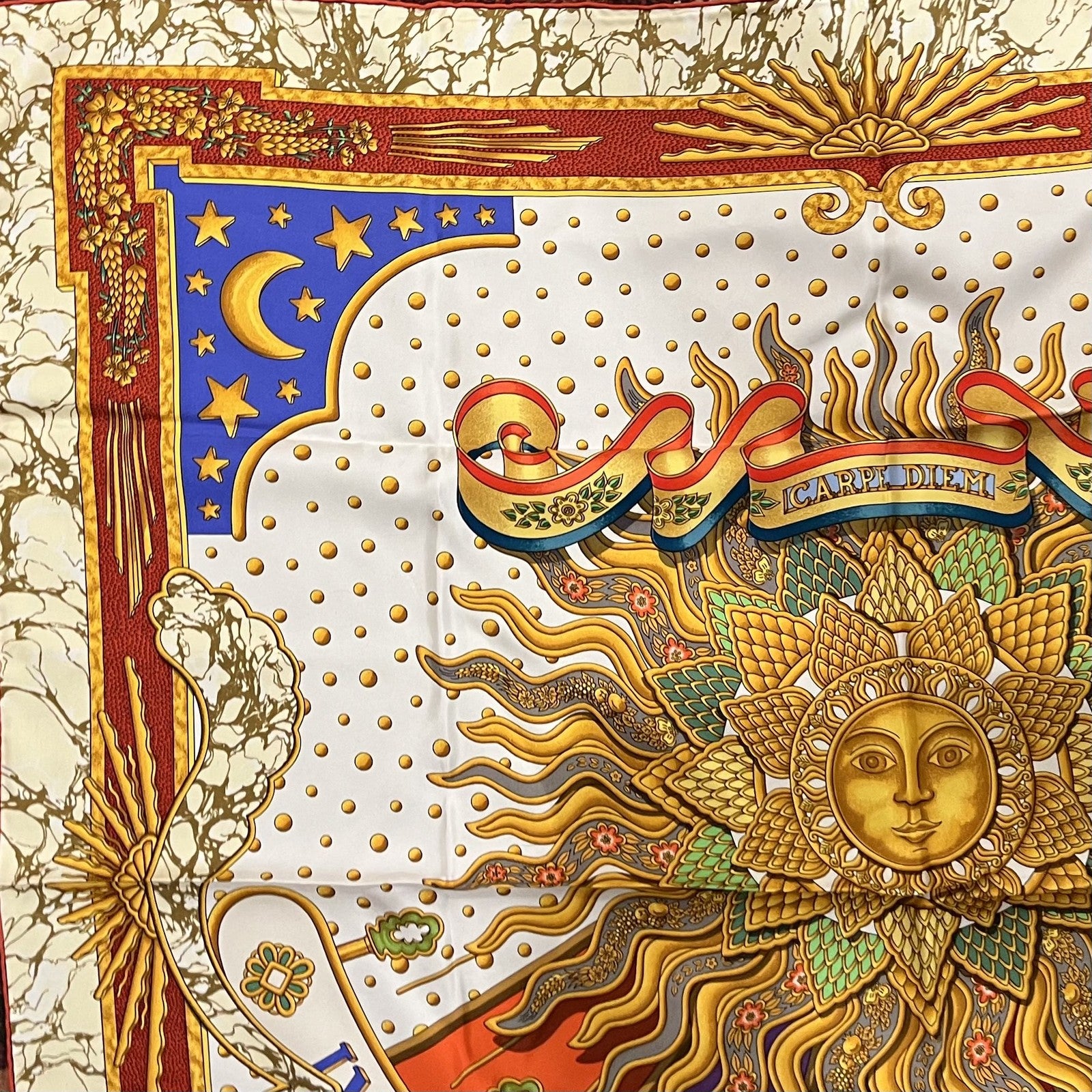 Hermes Clothing, Shoes & Accessories:Women:Women's Accessories:Scarves & Wraps Authentic Hermes Silk Carpe Diem 90 cm Scarf