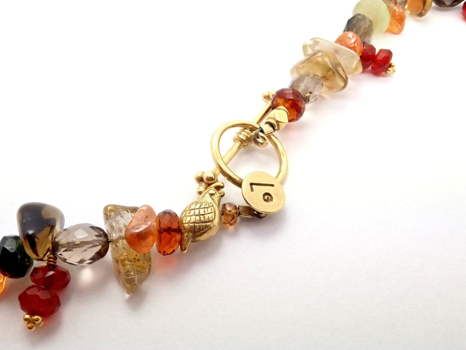 Laura Gibson Jewelry & Watches:Fine Jewelry:Necklaces & Pendants Rare Laura Gibson 22k Yellow Gold Briolette Onyx Spessartite Bead Candy Necklace