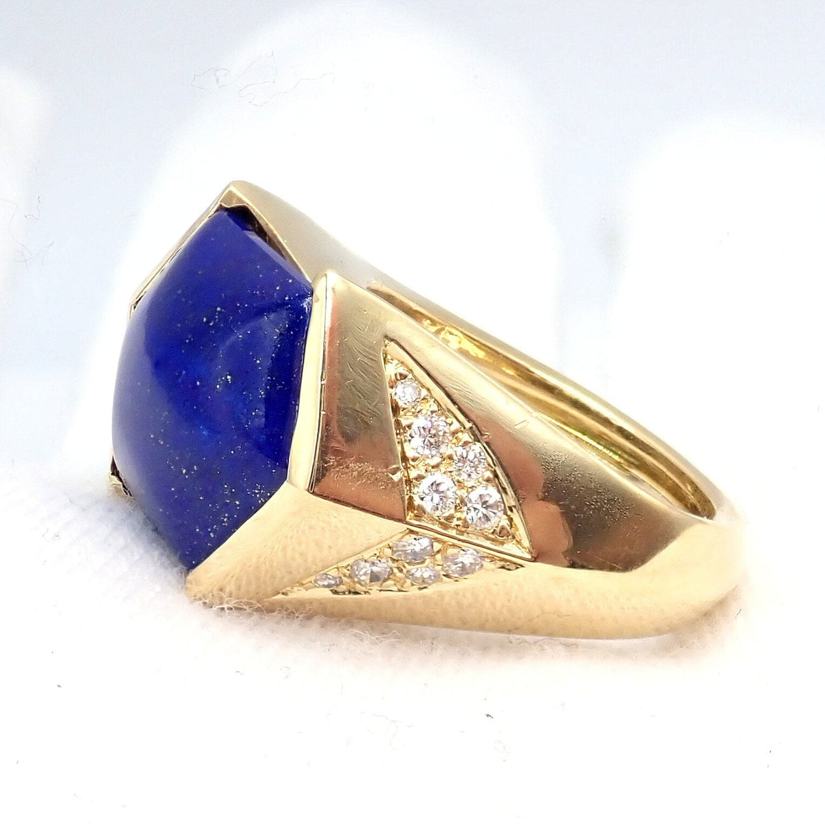 Julius Cohen Jewelry & Watches:Fine Jewelry:Rings Authentic! Julius Cohen 18k Yellow Gold Diamond Lapis Ring