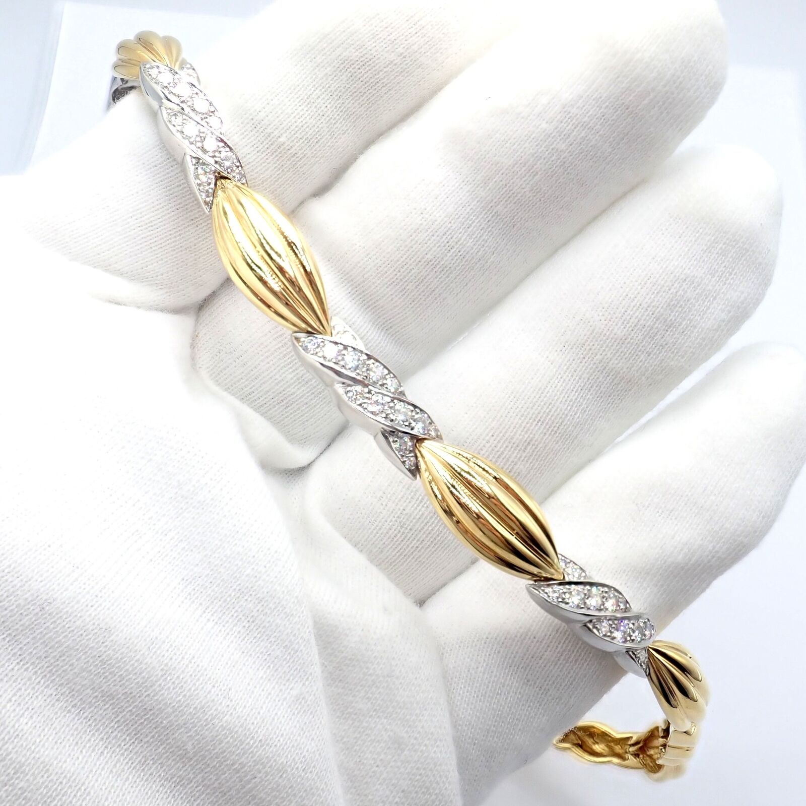 Authentic! Tiffany & Co 18k Yellow + White Gold 4ct Diamond Candy Necklace | Fortrove