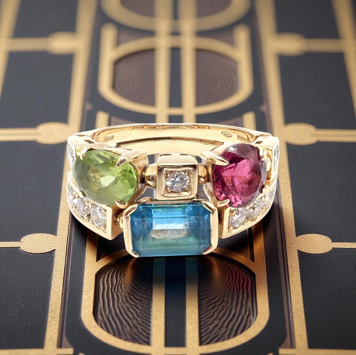 Bulgari Jewelry & Watches:Fine Jewelry:Rings Bulgari Bulgari Allegra 18k Gold Diamond Peridot Tourmaline Band Ring