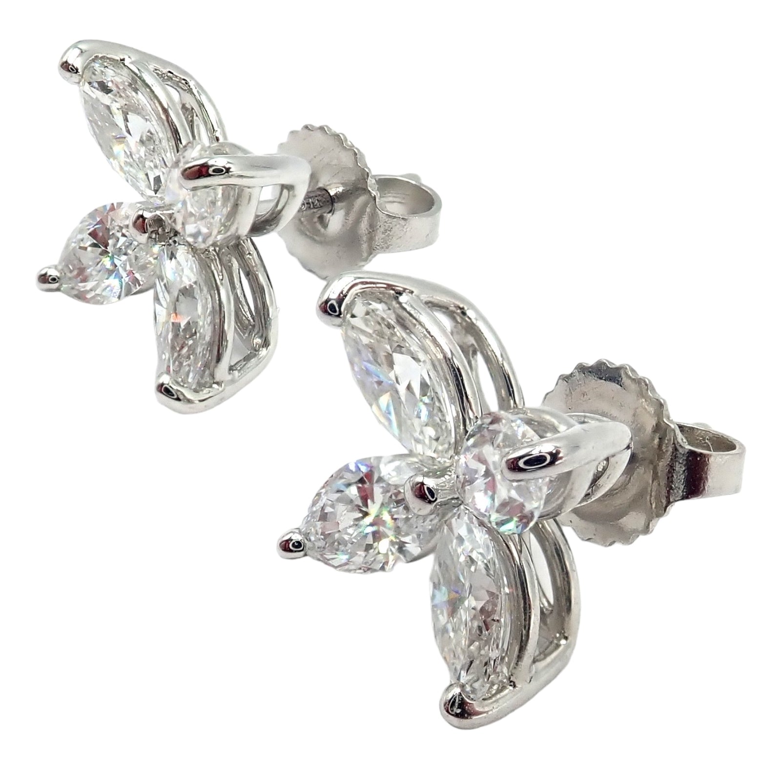 Authentic! Tiffany & Co Platinum Victoria Marquise Cut Diamond Large Earrings | Fortrove