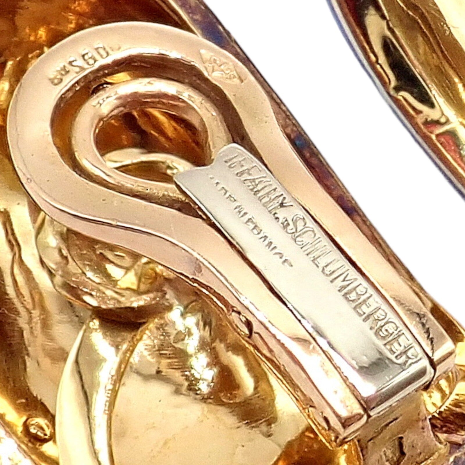 Tiffany & Co. Jewelry & Watches:Fine Jewelry:Earrings Rare Tiffany & Co Schlumberger 18k Yellow Gold Large Blue Enamel Banana Earrings