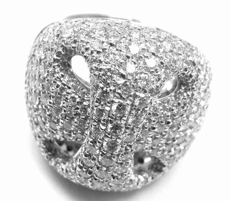 Damiani 18k White Gold Large 3.21ctw Diamond Gold Ring sz 7 | Fortrove