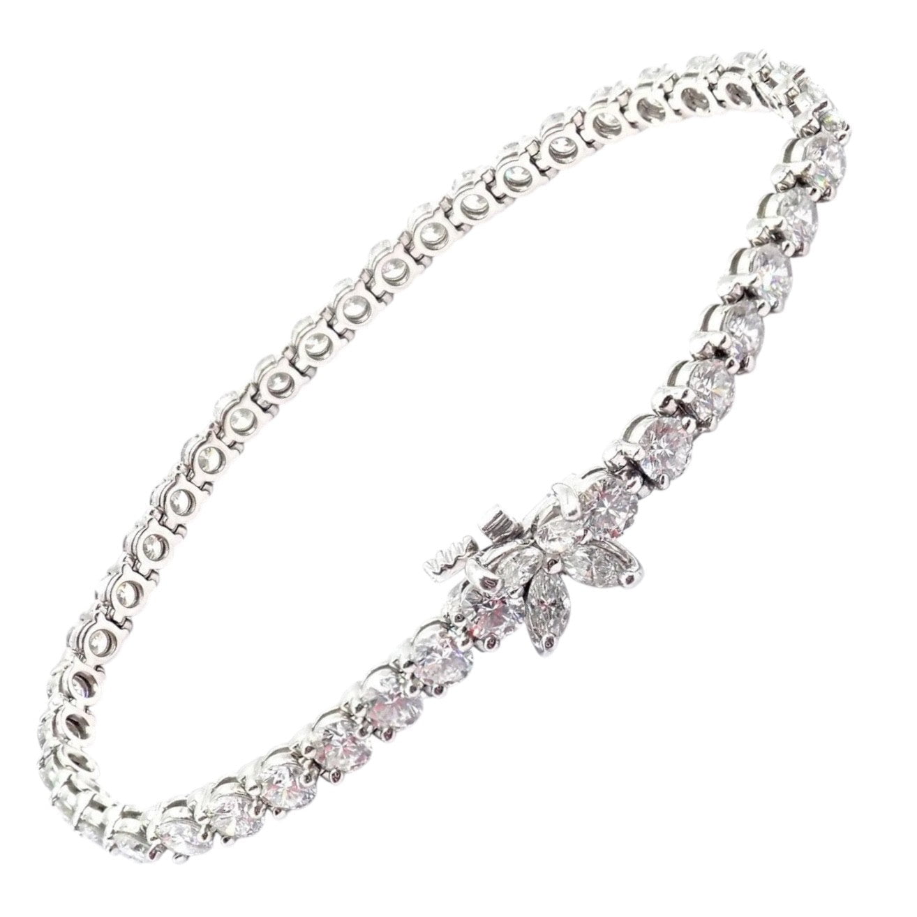Authentic! Tiffany & Co Victoria Platinum 6.53ct Diamond Line Tennis Bracelet | Fortrove