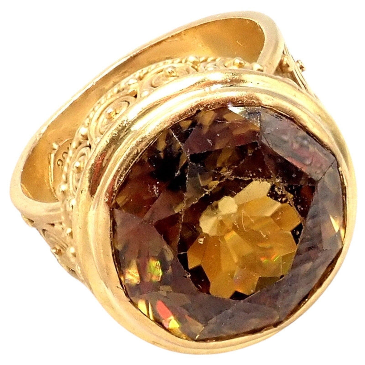 Carolyn Tyler Jewelry & Watches:Fine Jewelry:Rings Carolyn Tyler 22k Yellow Gold Seven Seas Large Golden Yellow Zircon Ring