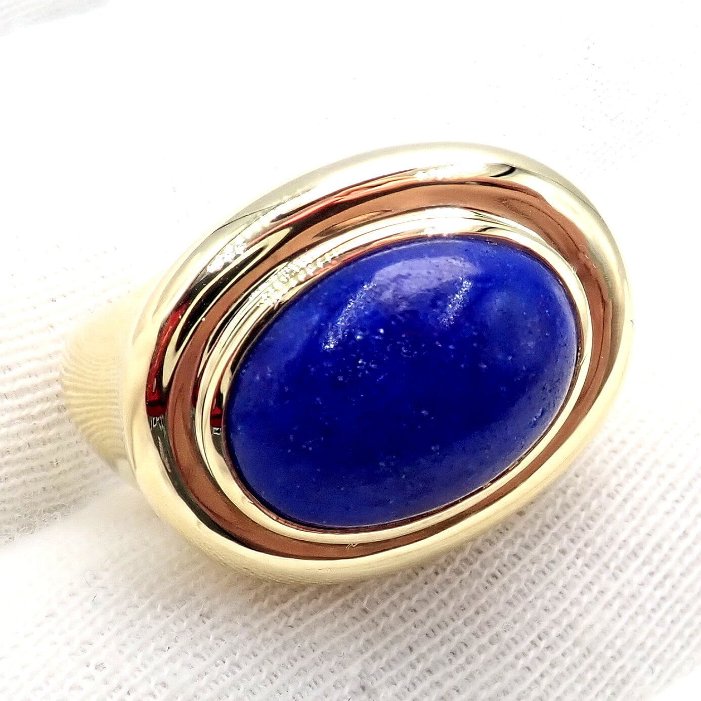 Authentic! Tiffany & Co Paloma Picasso 18k Yellow Gold Large Lapis Oval Ring | Fortrove