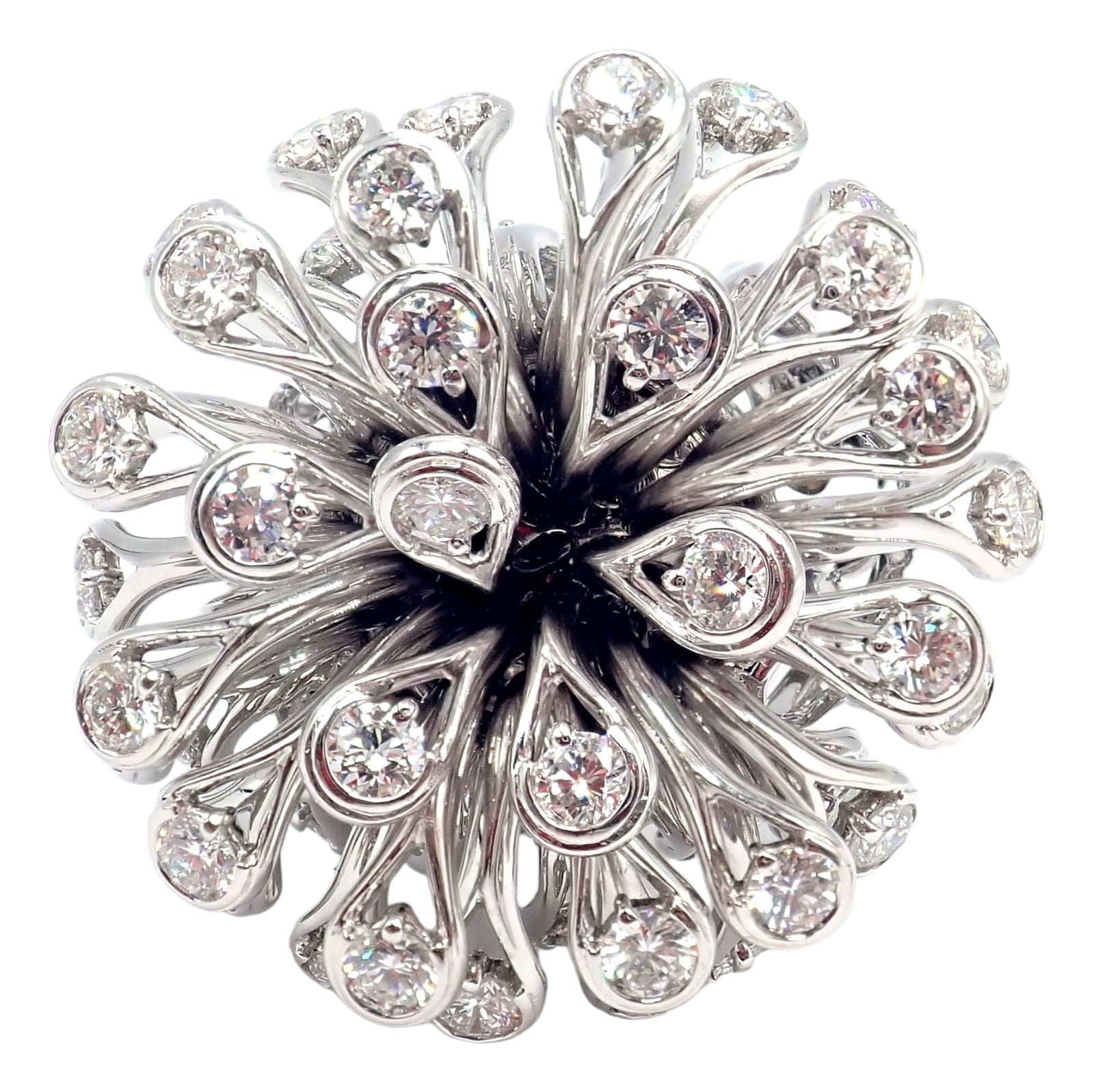 Dior Jewelry & Watches:Fine Jewelry:Rings Authentic! Christian Dior 18k White Gold 6.5ct Diamond Large Flower Ring