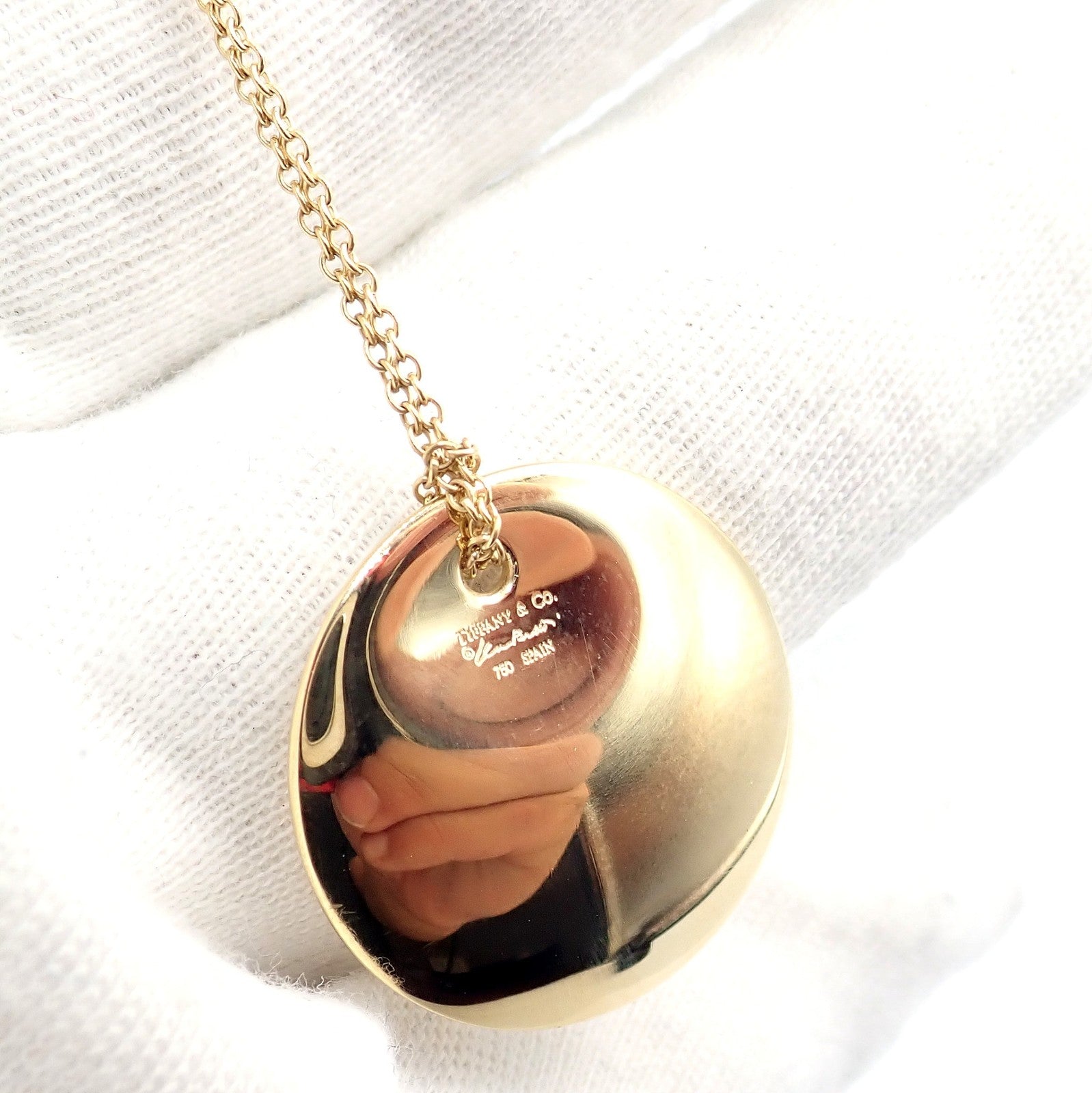Vintage! Tiffany & Co Peretti 18k Yellow Gold 24mm Disc Pendant Necklace | Fortrove