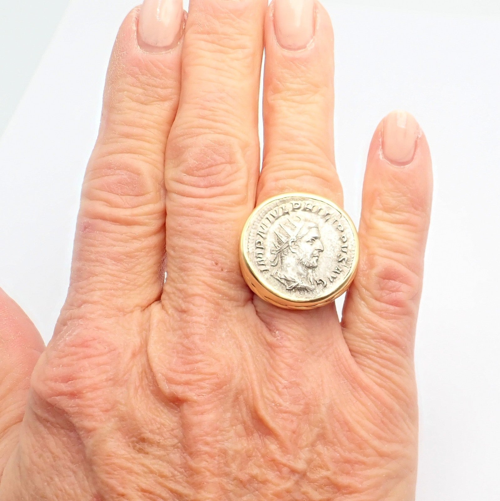 Rare! Bvlgari Bulgari 18k Gold Diamond Monete Antique Large Coin Signet Ring | Fortrove