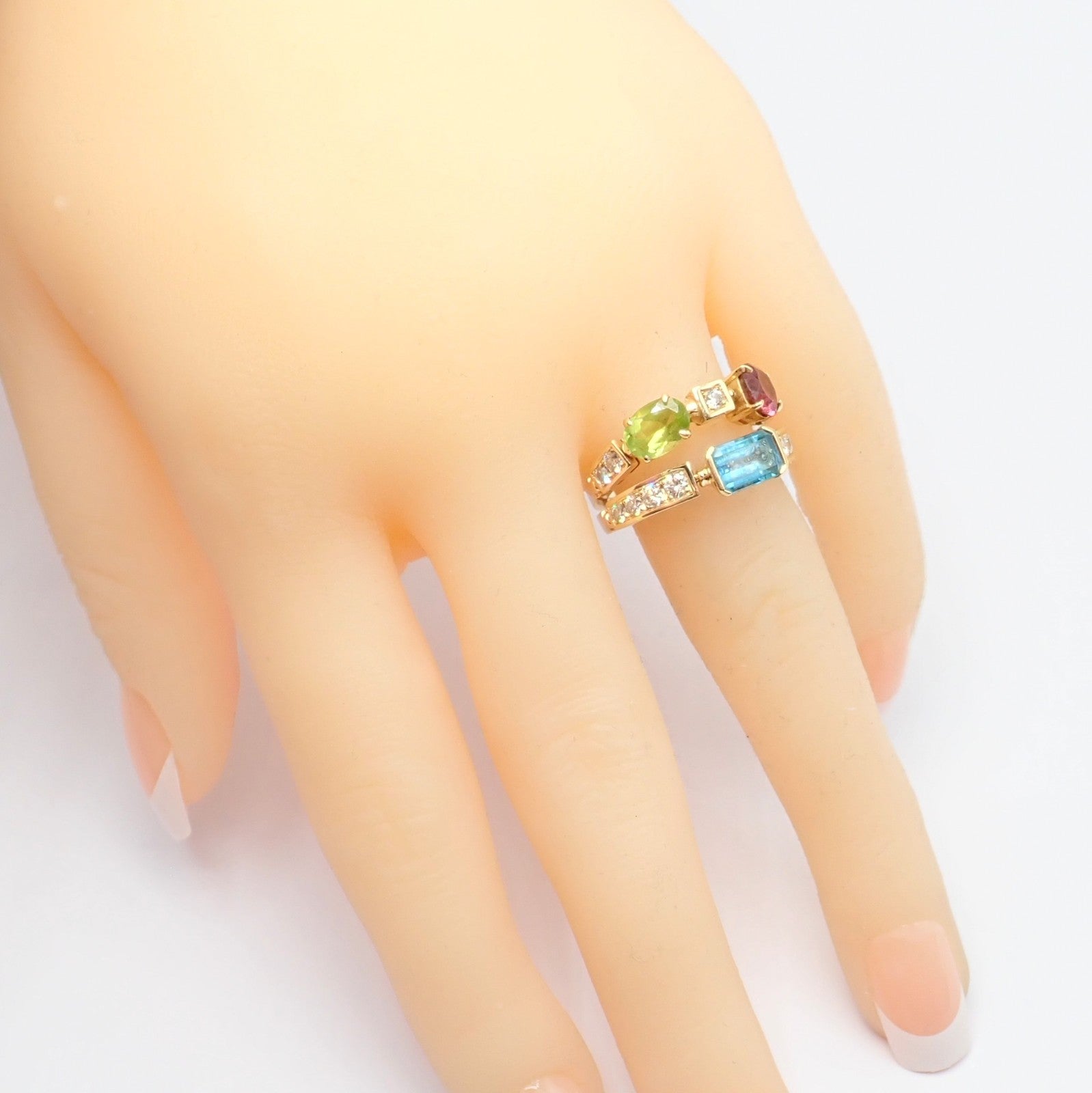 Bulgari Jewelry & Watches:Fine Jewelry:Rings Bulgari Bulgari Allegra 18k Gold Diamond Peridot Tourmaline Band Ring