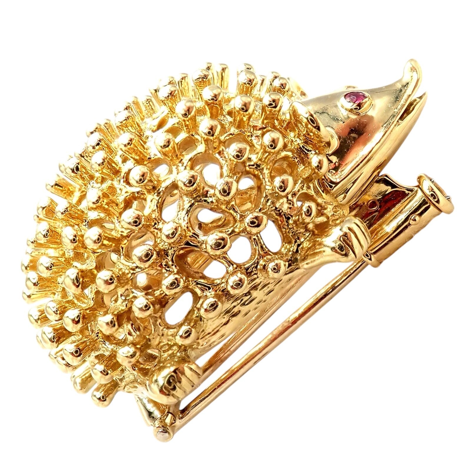 Vintage! Tiffany & Co Schlumberger 18k Yellow Gold Hedgehog Ruby Brooch Pin | Fortrove