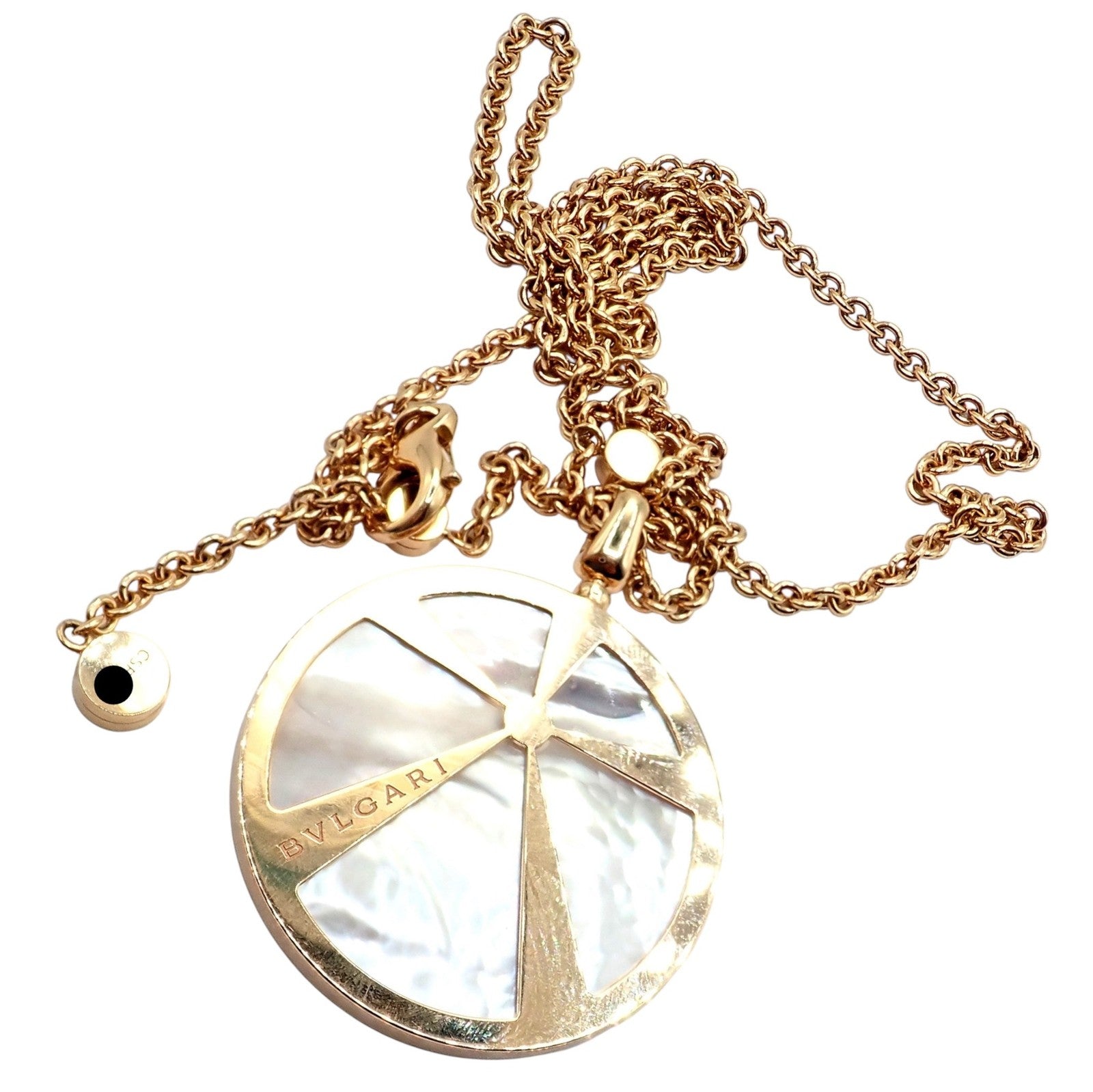 Rare! Bvlgari Bulgari Intarsio 18k Rose Gold Diamond Mother of Pearl Necklace | Fortrove