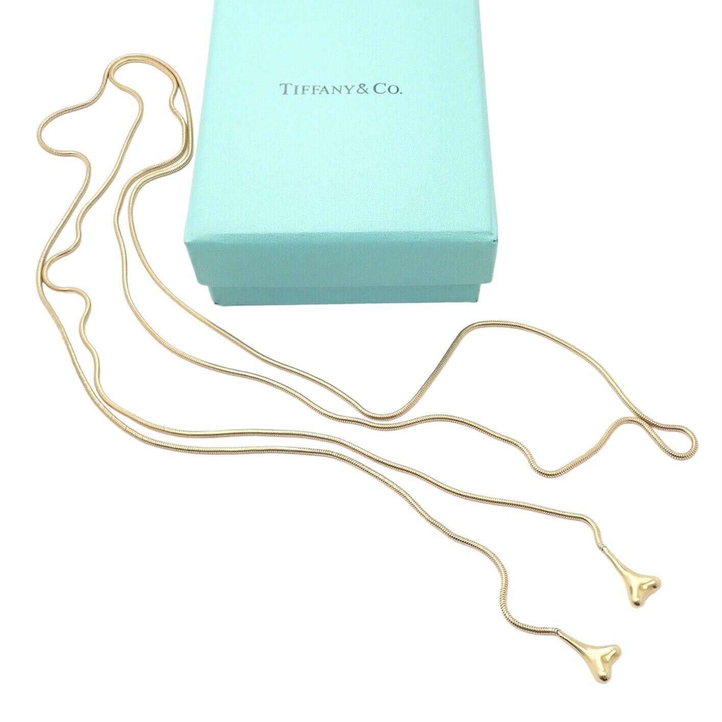 Authentic! Vintage Tiffany & Co 18k Yellow Gold 51" Extra Long Ginkgo Necklace | Fortrove