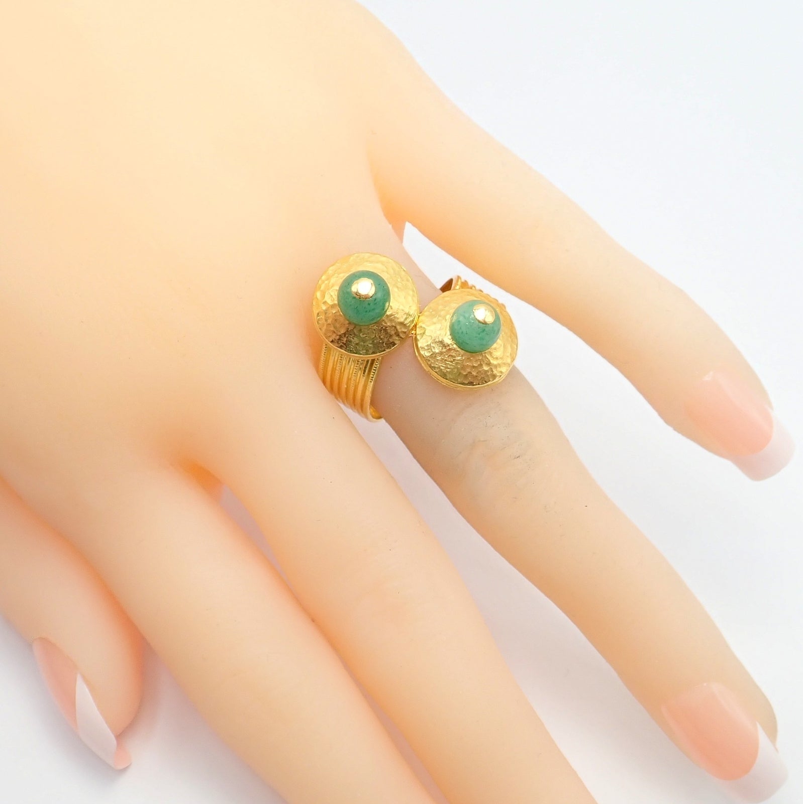 Authentic! Ilias Lalaounis Greece 22k Yellow Gold French Nephrite Ring | Fortrove