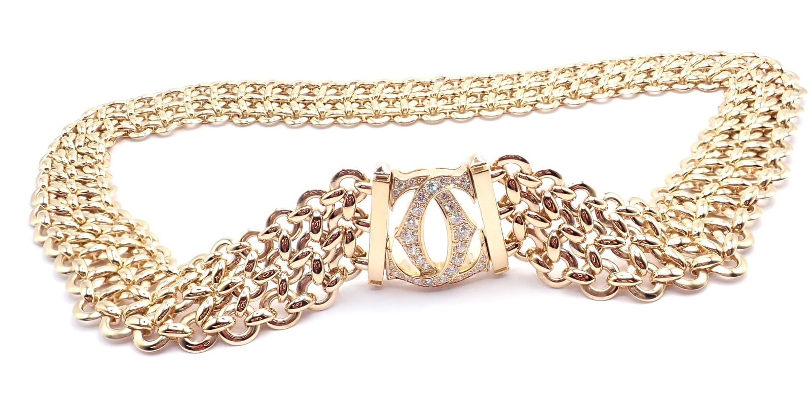 Cartier Jewelry & Watches:Fine Jewelry:Necklaces & Pendants Authentic! Cartier Penelope 18k Yellow Gold Diamond Double C Three Row Necklace