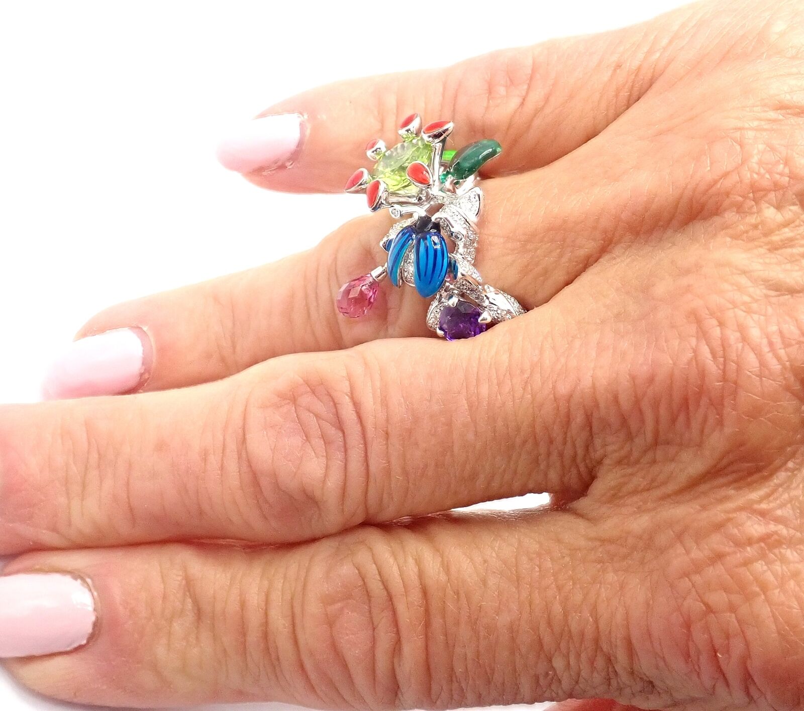 Christian Dior Milly Carnivora Epinosa 18k Gold Diamond Peridot Tourmaline Ring | Fortrove