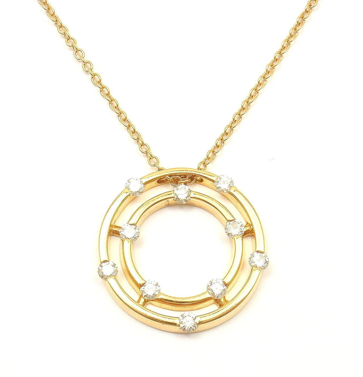 Roberto Coin Jewelry & Watches:Fine Jewelry:Necklaces & Pendants Authentic! Roberto Coin 18k Yellow Gold Double Hoop Diamond Pendant Necklace