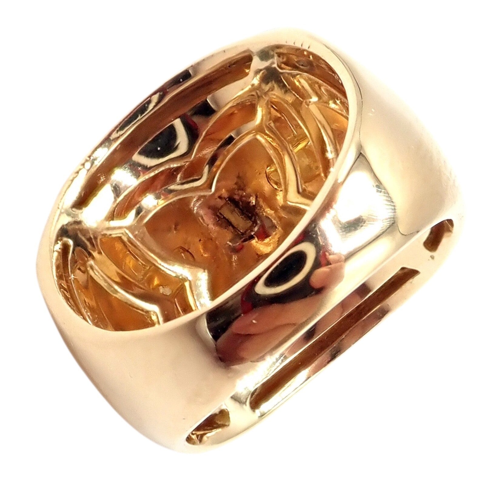 Authentic! Bvlgari Bulgari 18k Yellow White Rose Gold Tricolor Pyramid Ring sz 6 | Fortrove
