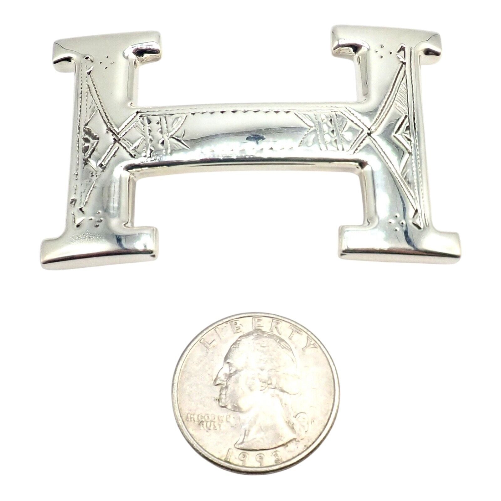 Rare! Hermes Silver Signature Classic Large H Belt Buckle 32m | Fortrove