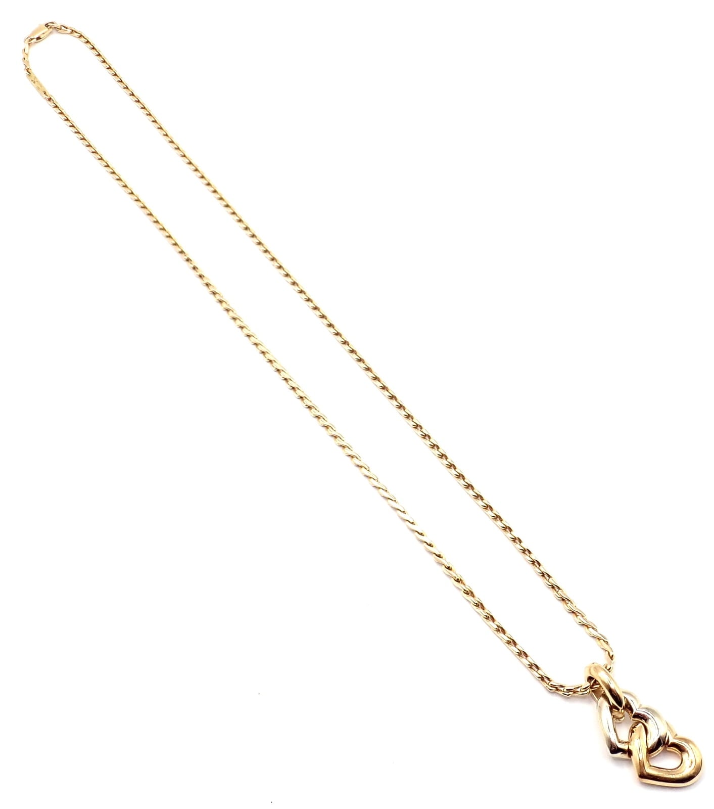 Cartier Jewelry & Watches:Fine Jewelry:Necklaces & Pendants Authentic! Cartier 18k Yellow White Gold Double Heart Pendant Chain Necklace