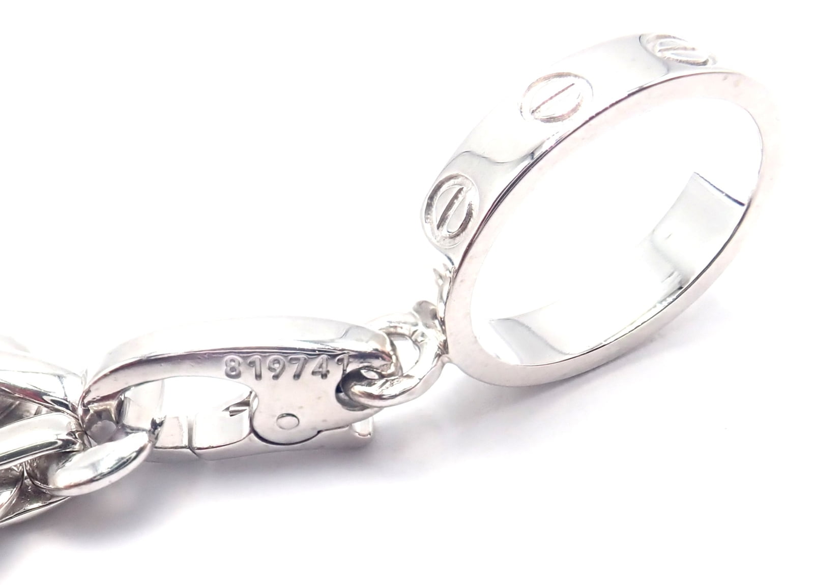 Cartier Jewelry & Watches:Fine Jewelry:Bracelets & Charms Authentic Cartier 18k White Gold 4 Charm Panther Airplane Love Box Link Bracelet