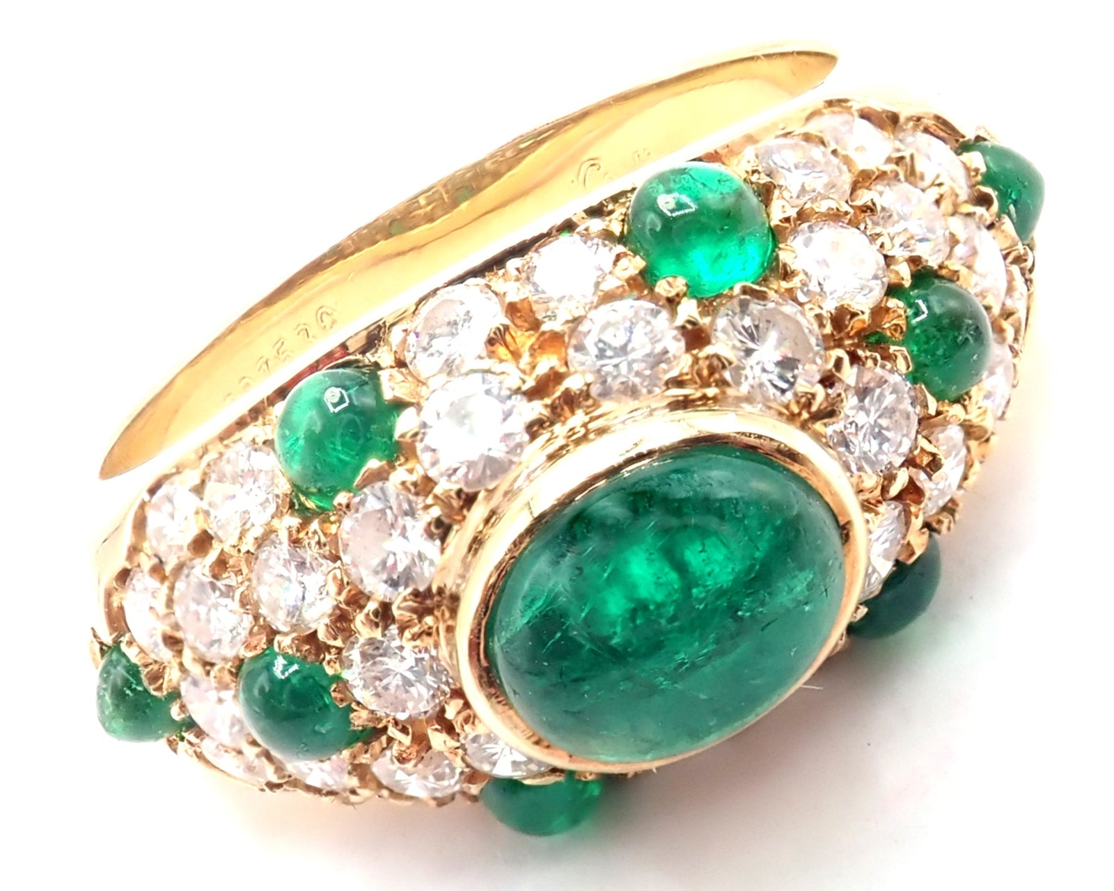 Authentic! Vintage Cartier Panthere 18k Yellow Gold Diamond Emerald Ring | Fortrove