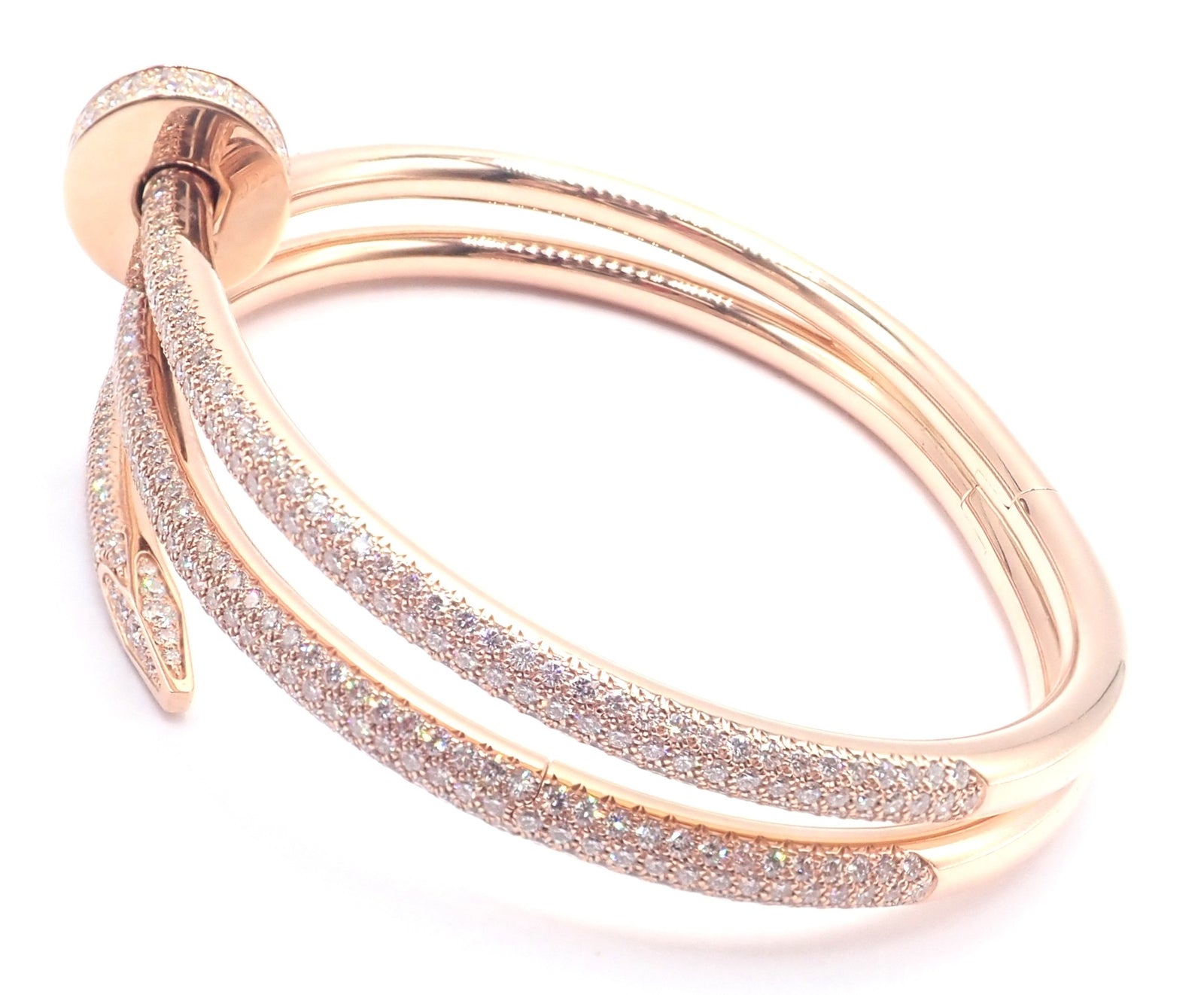 Cartier Juste un Clou Nail 18k Rose Gold Diamond Bangle Bracelet Size 16 Paper | Fortrove