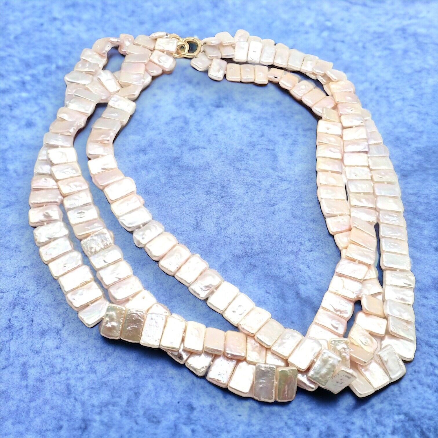 Rare! Angela Cummings 18k Yellow Gold Mother Of Pearl Three Row Necklace 1984 | Fortrove