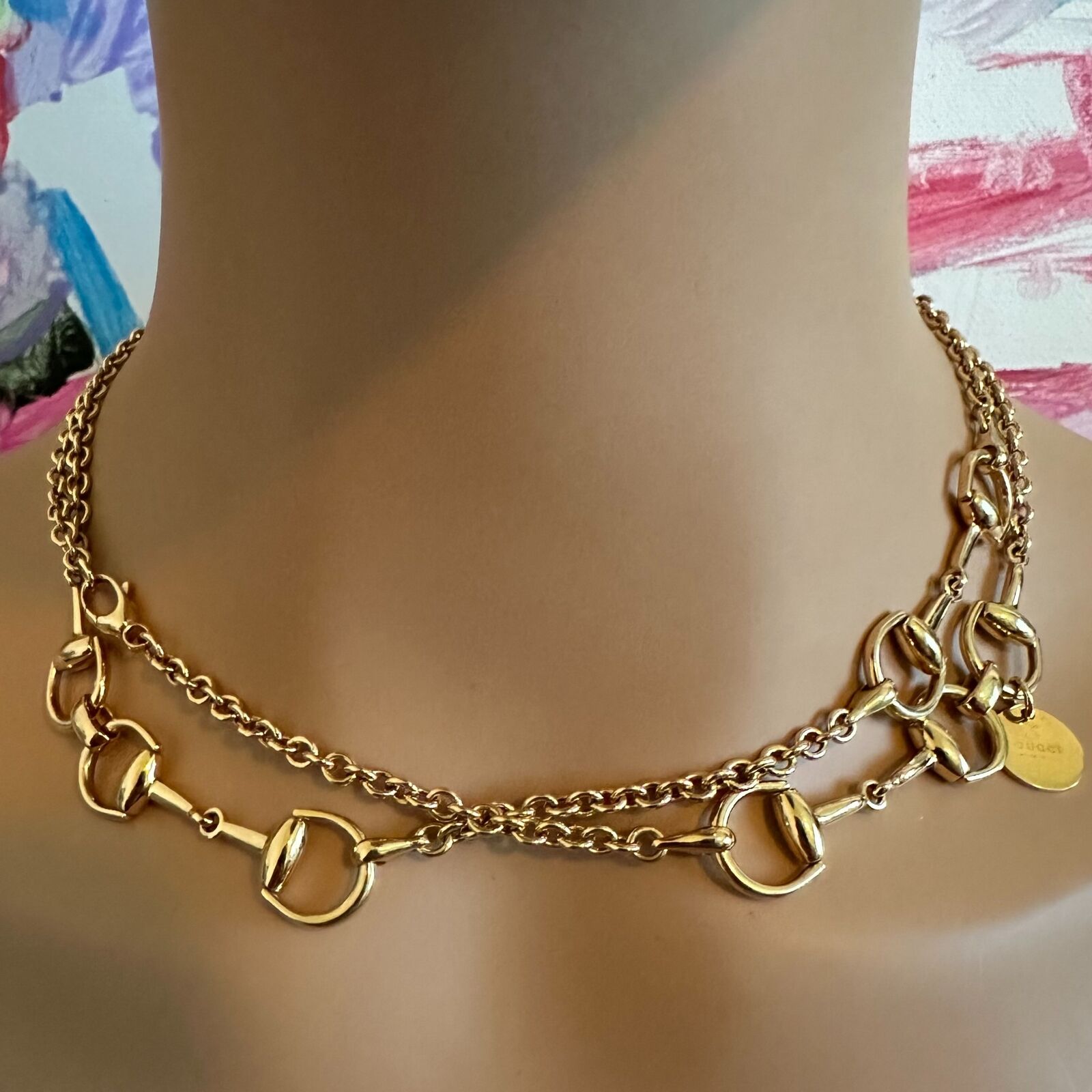 Rare! Authentic Gucci 18k Yellow Gold Horsebit 34.5" Long Chain Sautoir Necklace | Fortrove