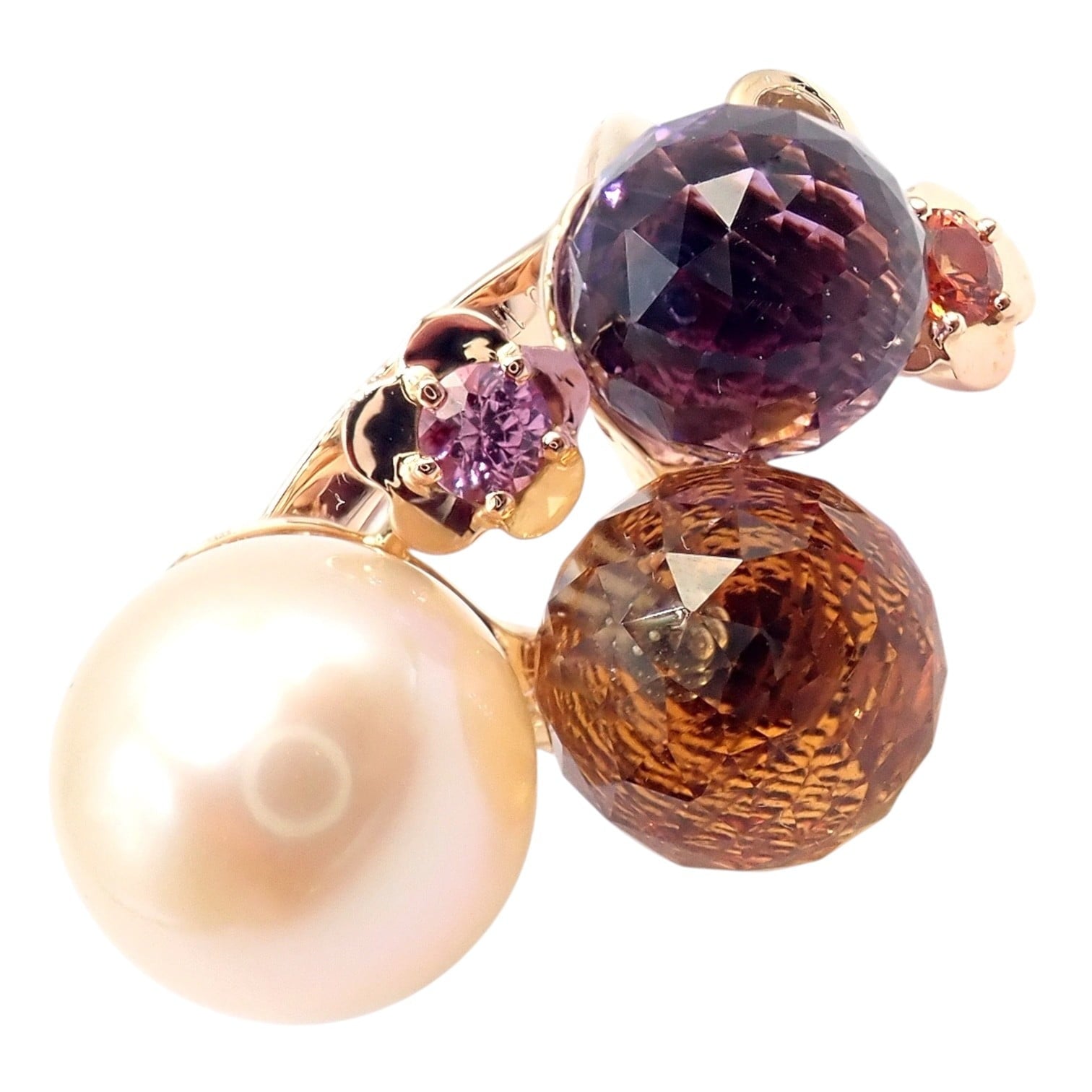 CHANEL Jewelry & Watches:Fine Jewelry:Rings Chanel Mademoiselle 18k Rose Gold Diamond Amethyst Citrine Ring sz 5.75