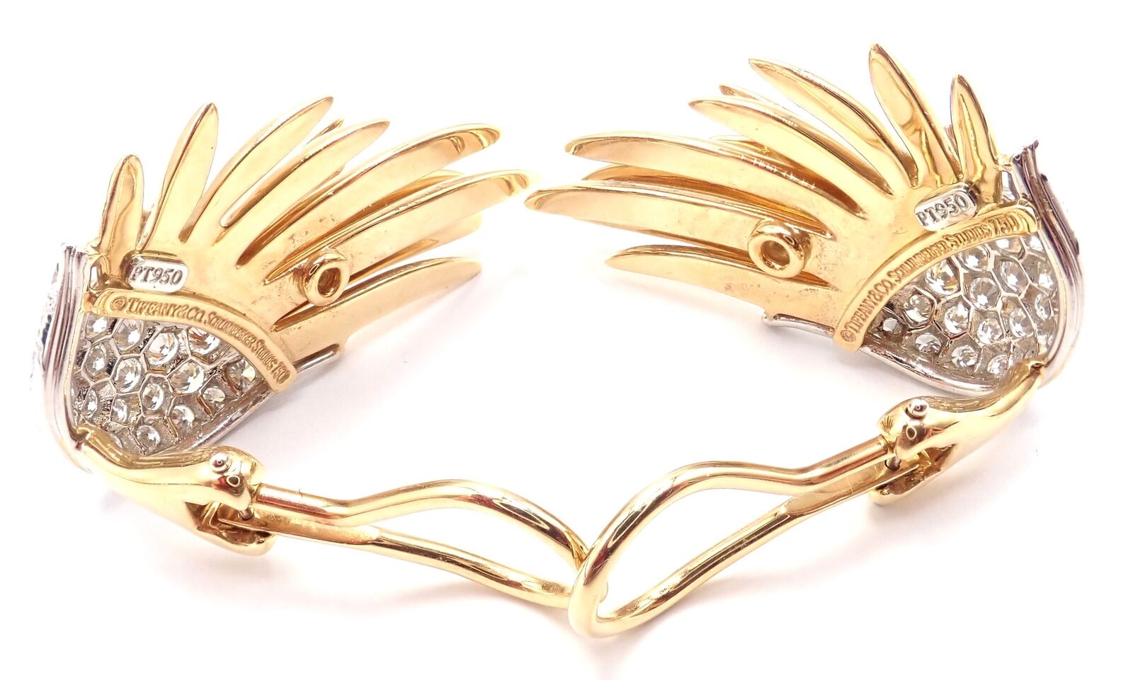 Authentic! Tiffany & Co Schlumberger Flame 18k Gold Platinum Diamond Earrings | Fortrove