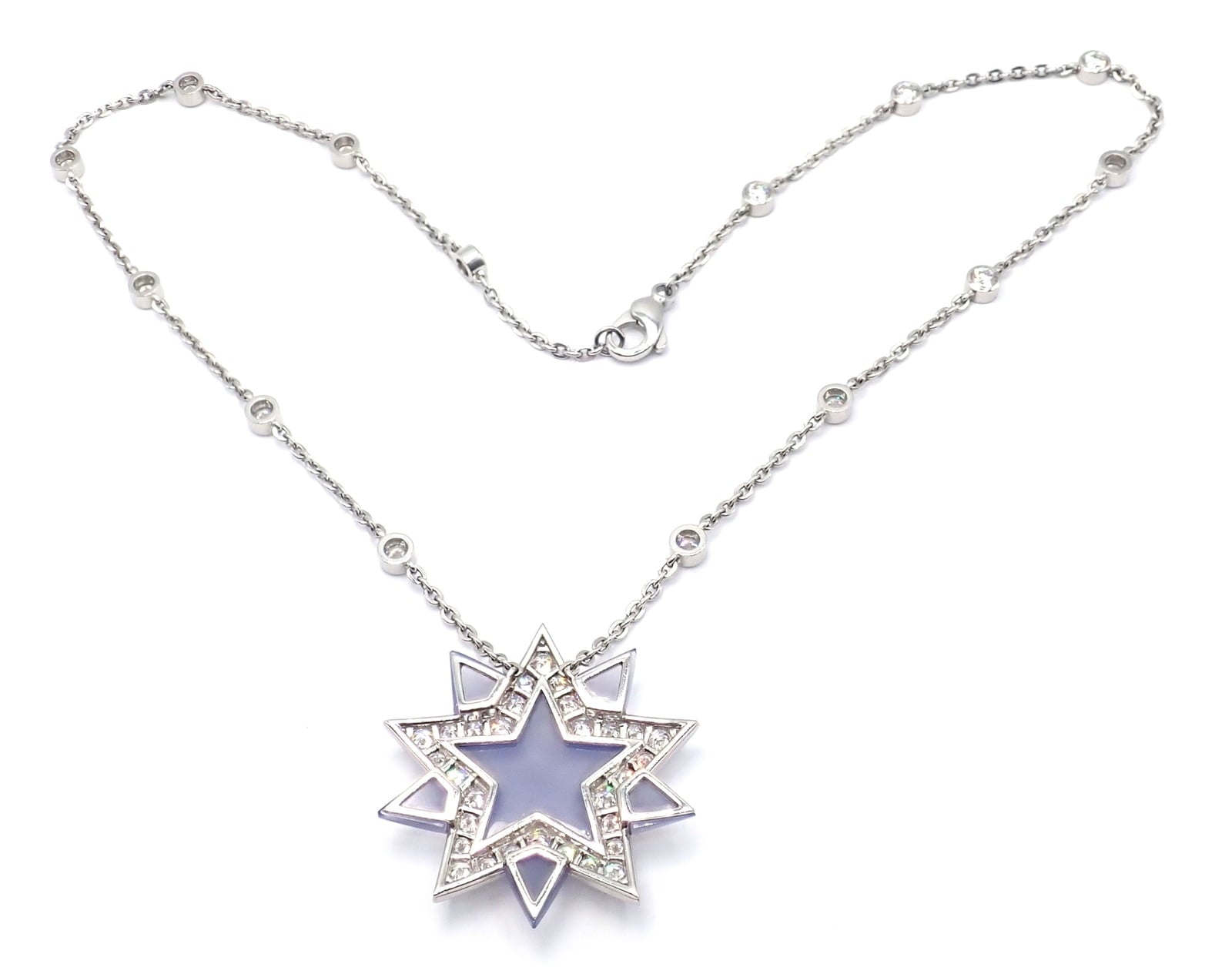 Tiffany & Co. Jewelry & Watches:Fine Jewelry:Necklaces & Pendants Authentic! Tiffany & Co Platinum Diamond Blue Chalcedony Star Pendant Necklace