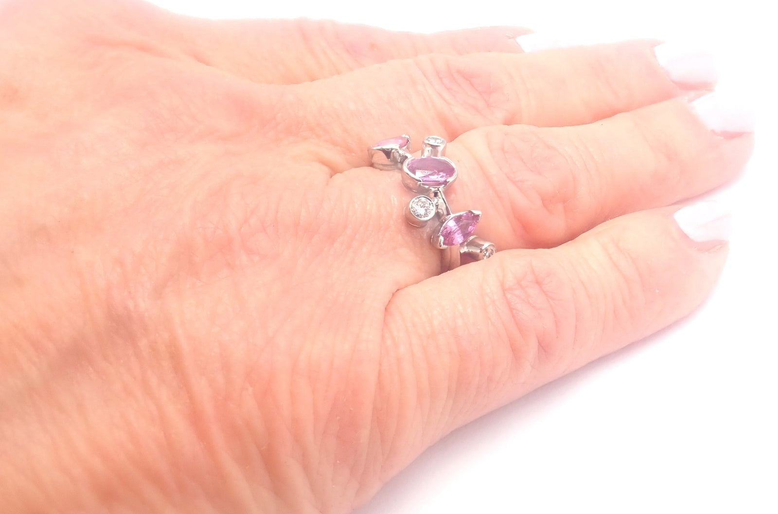 Cartier Jewelry & Watches:Fine Jewelry:Rings Authentic! Cartier Meli Melo Platinum Diamond Pink Sapphire Band Ring Cert.