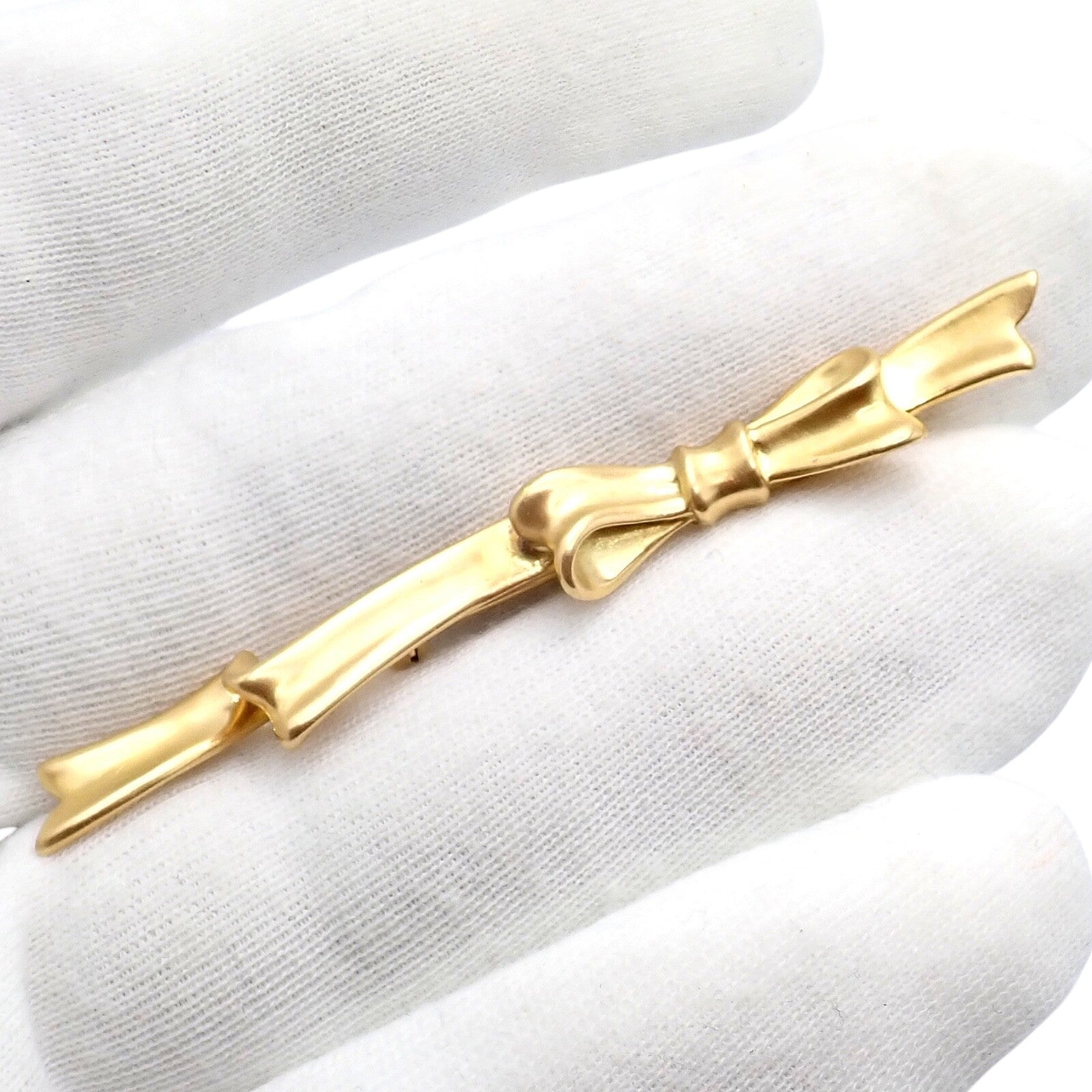 Angela Cummings Jewelry & Watches:Fine Jewelry:Brooches & Pins Authentic! Angela Cummings 18k Yellow Gold Long Ribbon Bow Pin Brooch 1984